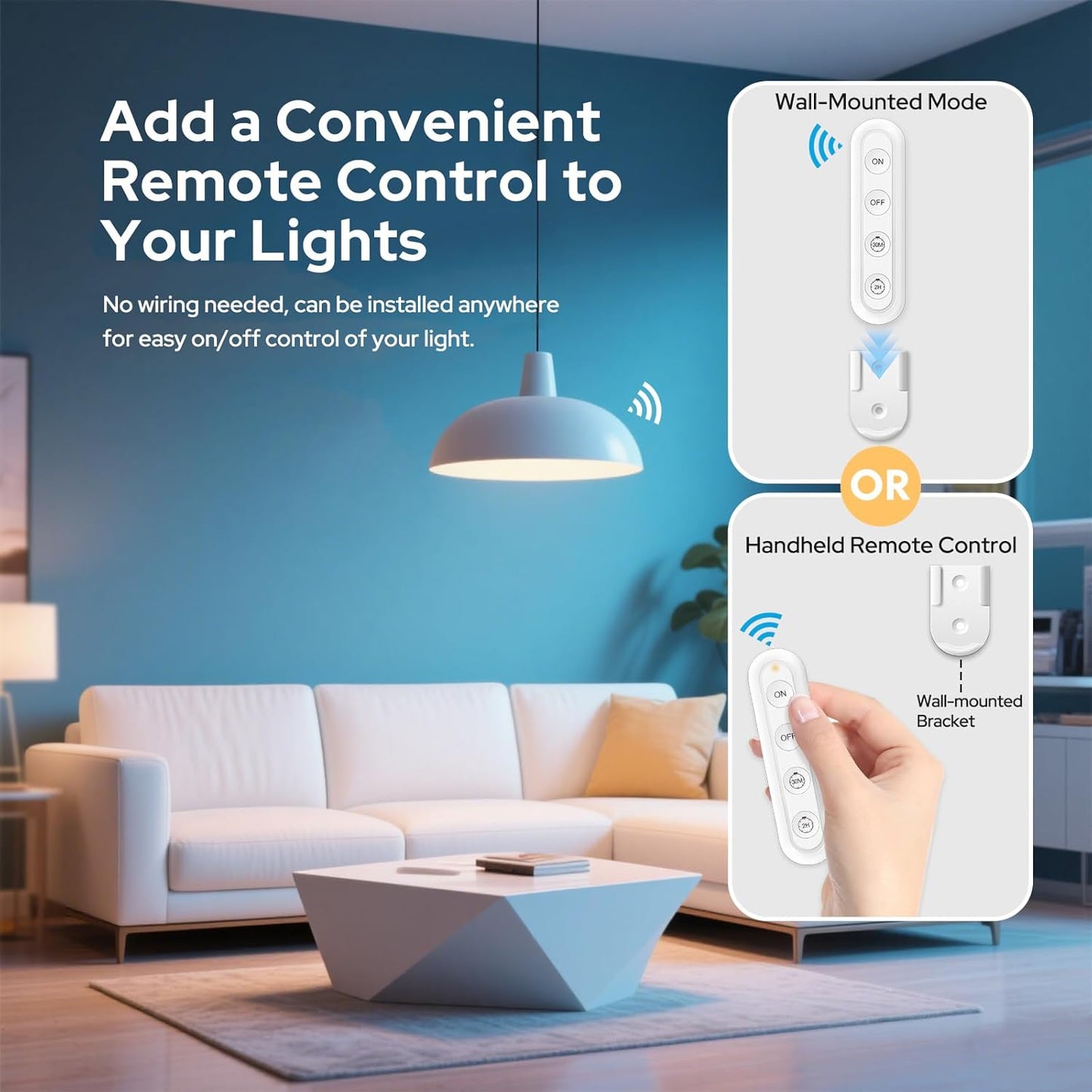 Remote Control Timer Outlet: Dual Gear Countdown (30min/2h) with Auto Shut Off – 15A/1800W – Elderly-Kid Safe – WiFi Router, Sleep-Light & Small Appliances Multi-Scene Timed Control