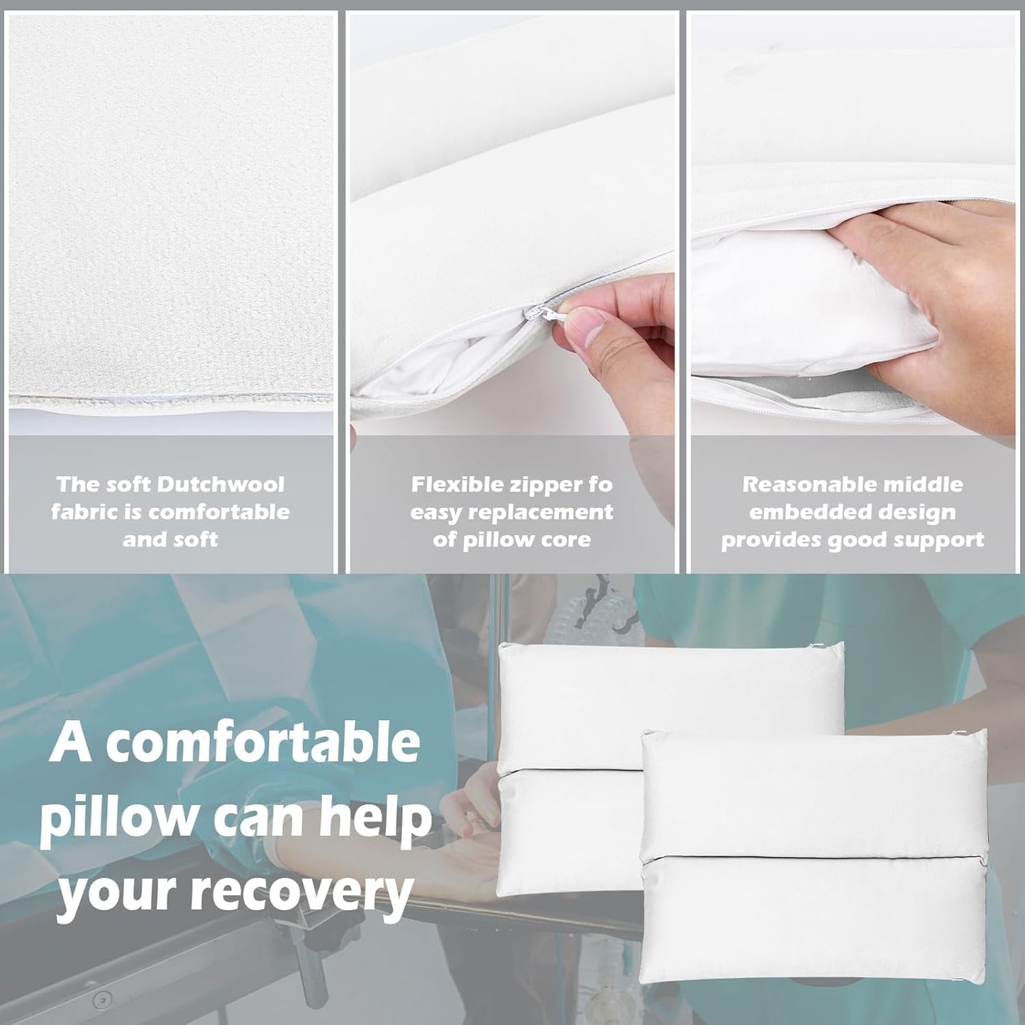 Comfortable Arm Rest Pillow for Better Sleep and Recovery Ideal Support for Swelling, Injury and Surgery Recovery Perfect for Side Sleepers(White)