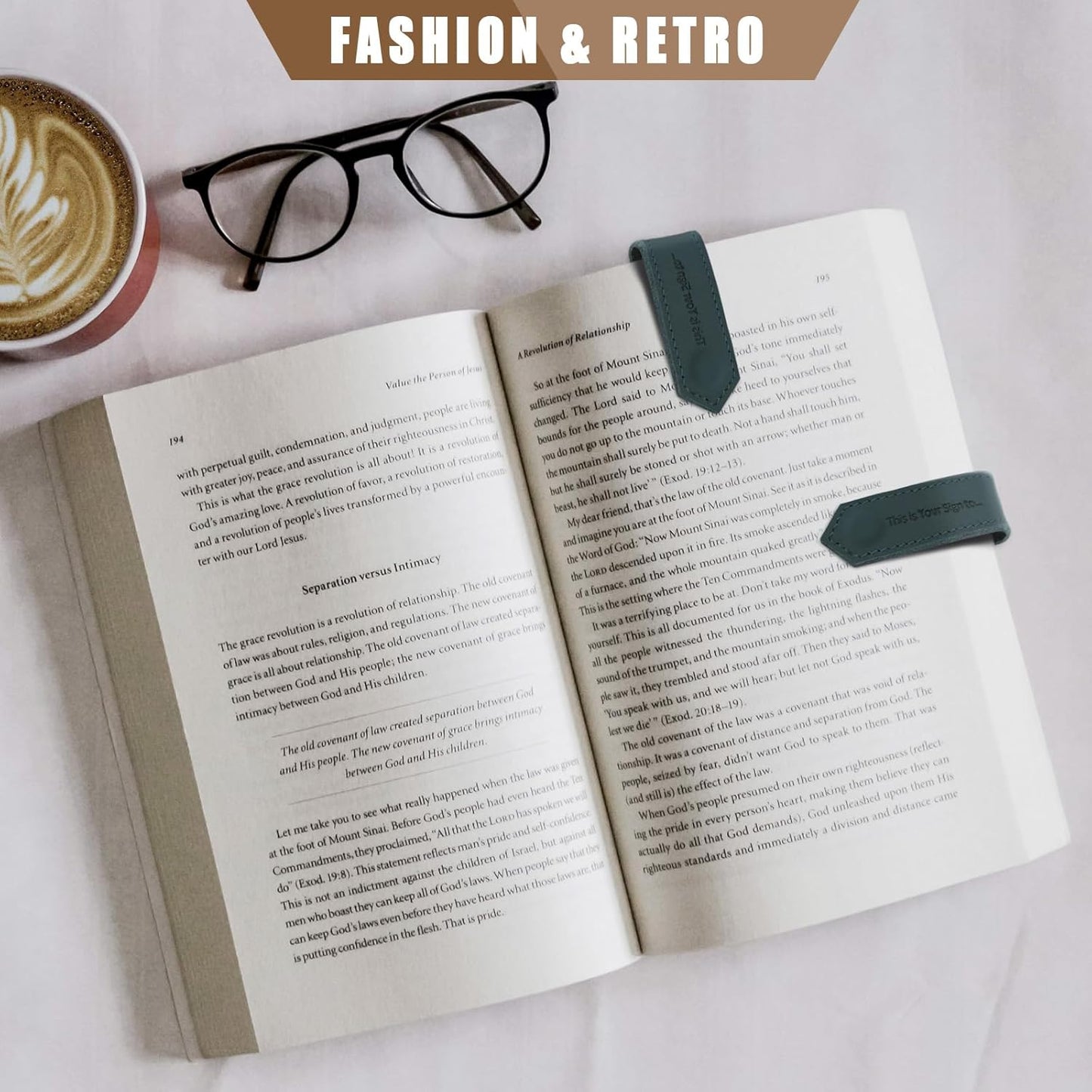 Ringsun Genuine Leather Magnetic Bookmark,Stitched Bookmarks, Multi Functional Book Accessories Gifts for Book Lovers