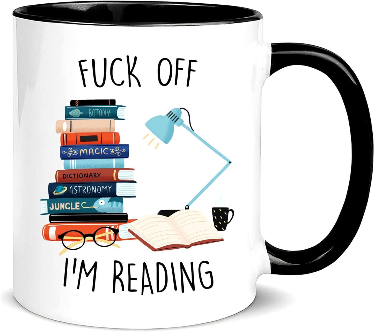 wonwhew Funny Mug for Book lover,Fuck Off I’m Reading, 11oz Ceramic Coffee Mug/Tea Cup