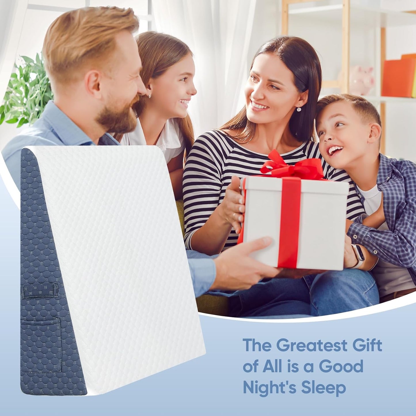 Wedge Pillow for Sleep, 7.5inch Bed Wedge Pillow for Headboard, Acid Reflux, Heartburn, GERD, Neck Pain, Cooling Memory Foam Top, Removable Washable Cover Wedge Pillow for Improved Sleep