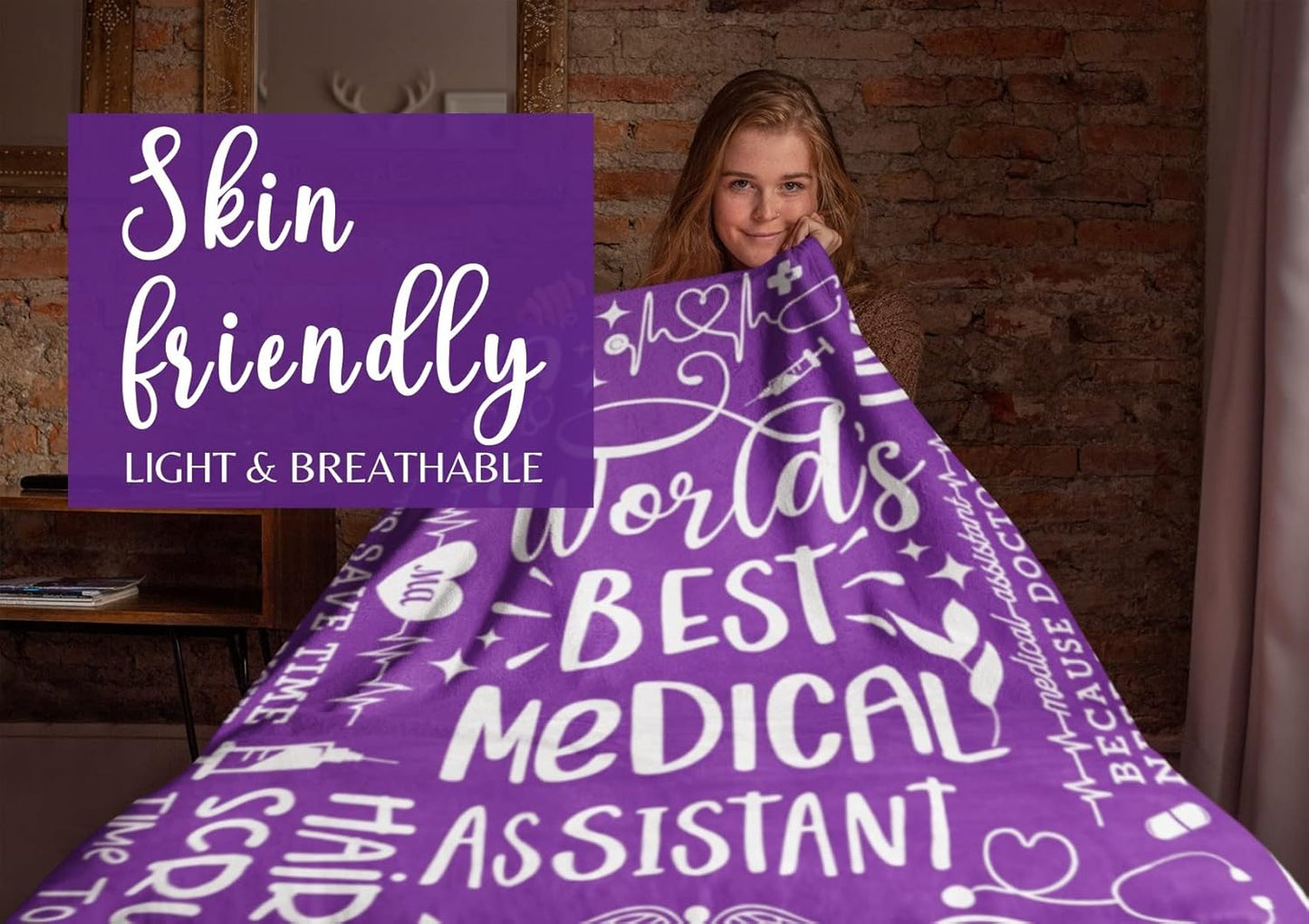 InnoBeta Medical Assistant Gifts for Women, Throw Blanket, Presents for Mother's Day, Medical Assistant Week, Christmas, Birthday - 50 x 65 inches