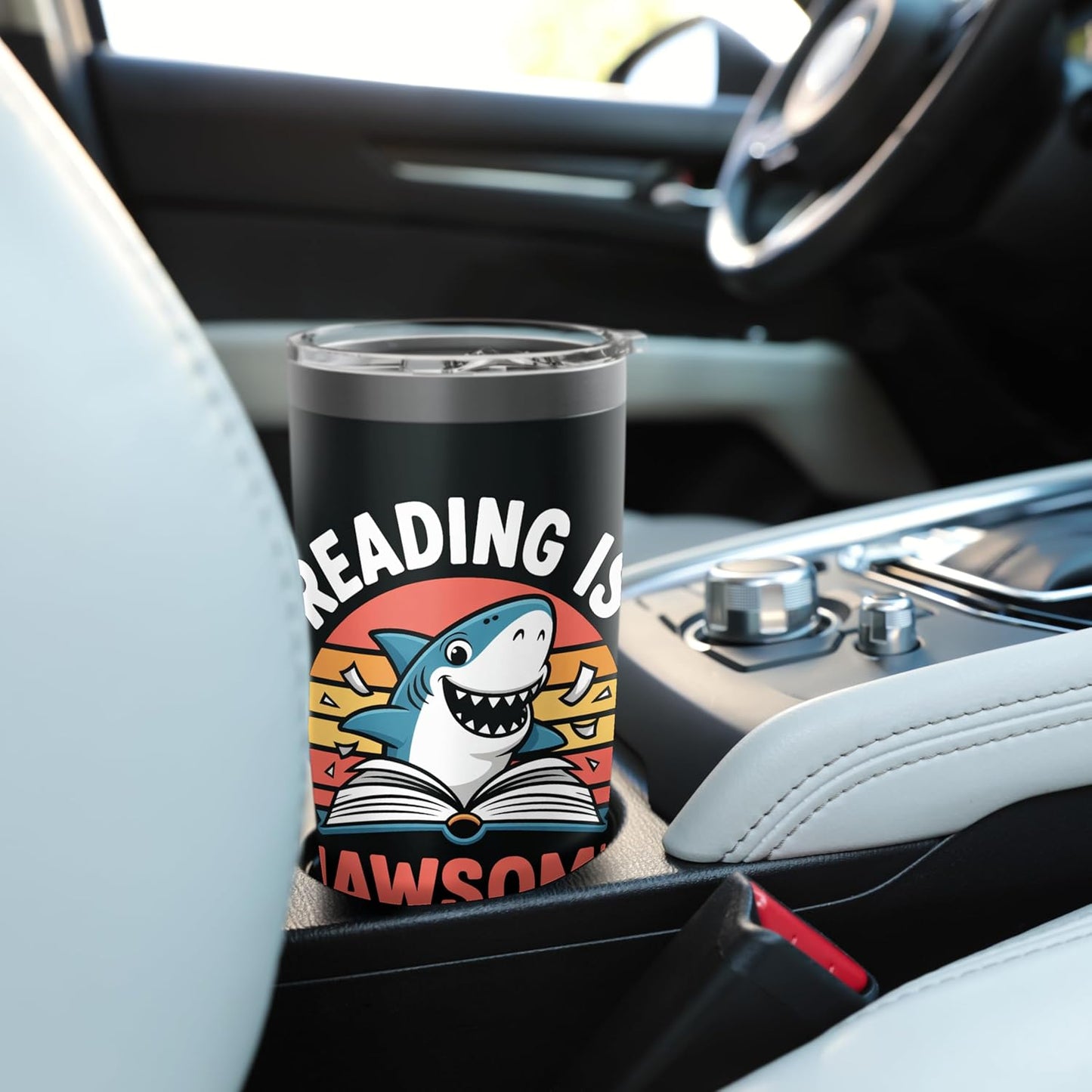 Reading Is Jawsome Shark reading Stainless Steel Insulated Tumbler