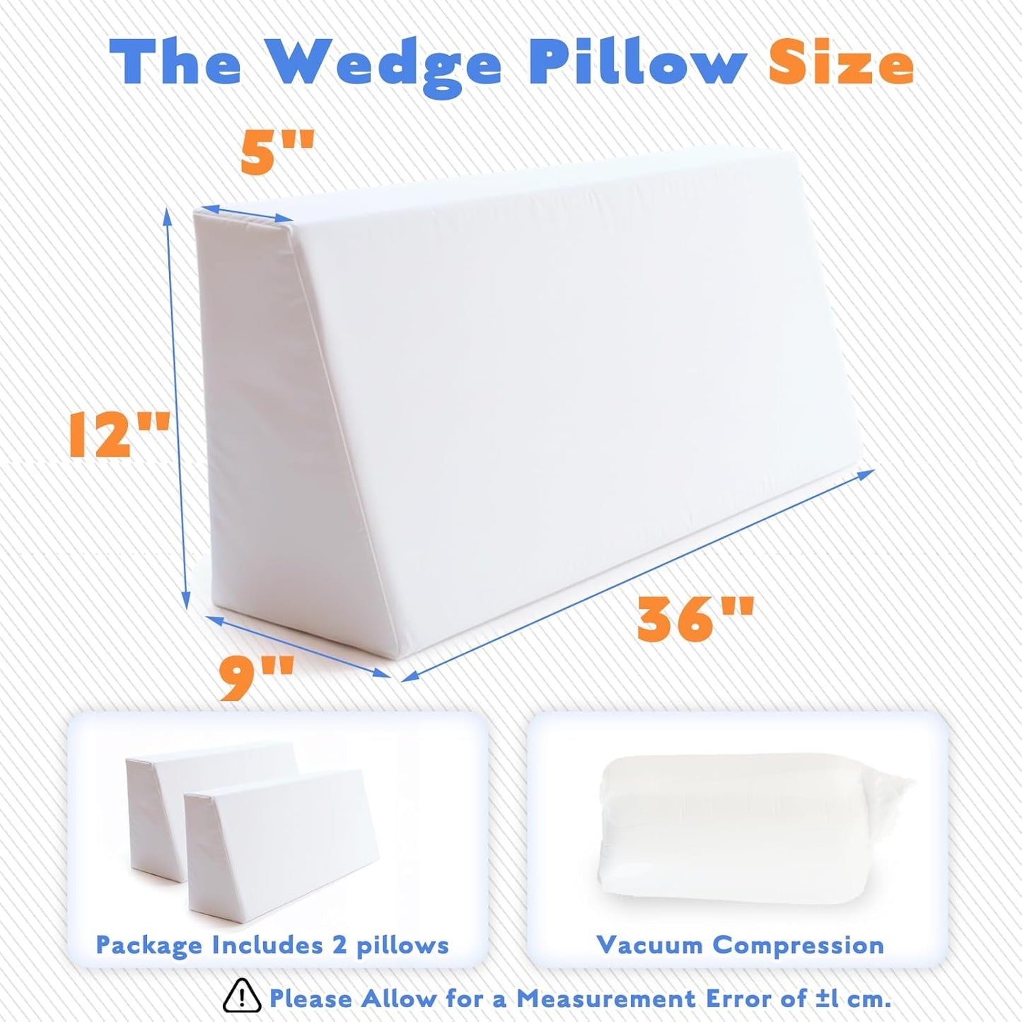Daybed Bolster Wedge Pillow-Set of 2,30D Foam Wedge Bolster Pillow for Daybed,Day Bed 36" Long Cushions Inserts