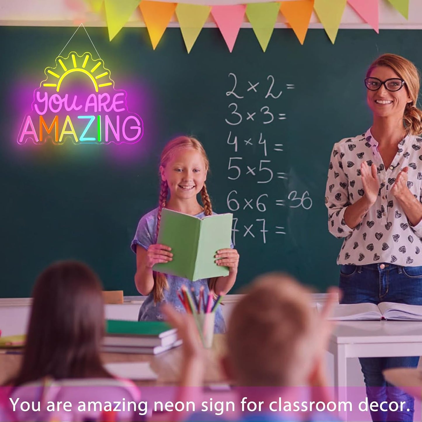 You Are Amazing Neon Sign, LED Classroom Neon Signs for Wall Decor, Dimmable Valentines Day Light up Sign for Bedroom, Motivational neon sign for Wedding Valentines Classroom Christmas Birthday Gifts