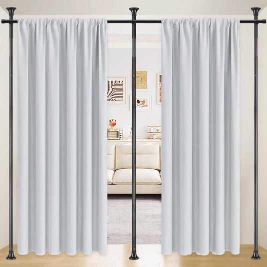 Room Divider Curtain Rod, No Drilling Rod, 48-120inch (H) 28-144inch(W) Adjustable Partition Hanging Room Dividers, Room Partitions and Dividers Floor to Ceiling Self Stand for Space Partition Black