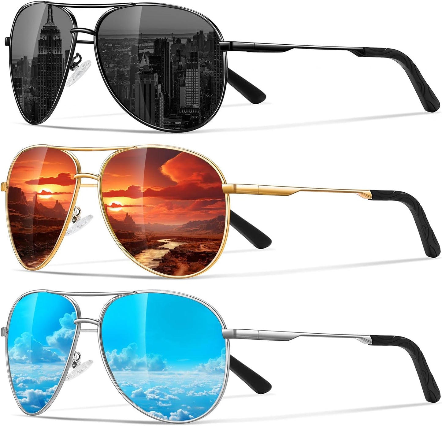 Eiuizah Polarized Aviator Sunglasses for Men Women- Classic Sun Glasses for Driving Fishing with UV Protection