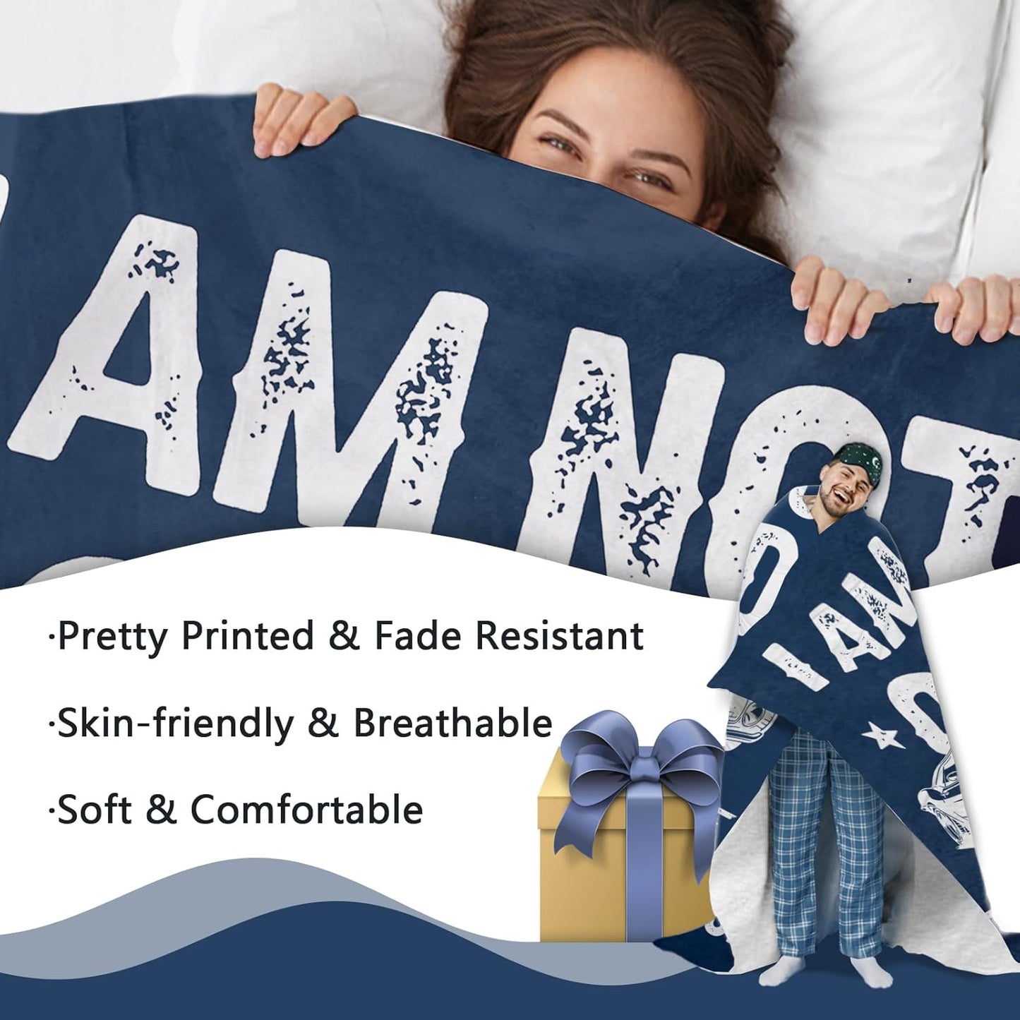I am Not Old I'm Classic Vintage Car Gifts for Men Flannel Throw Blanket, Funny Fathers Day Birthday Ideas, Soft Blankets Cool Present for Older Husband Dad Grandpa 60" x 80"