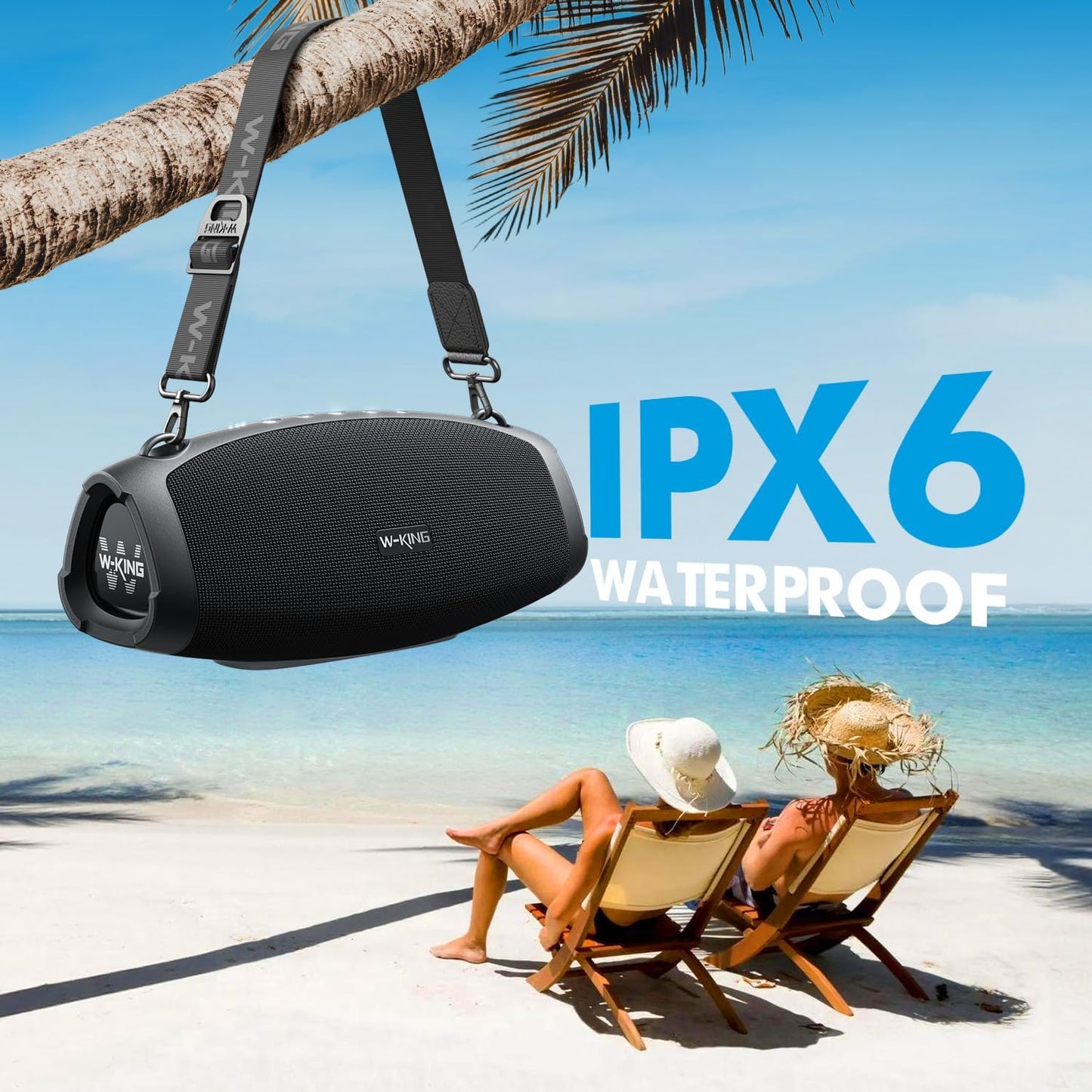 W-KING Bluetooth Speaker, 120W Max Loud Portable Speakers Bluetooth Wireless Boombox, IPX6 Waterproof Party Large Outdoor Speaker, 70W Triple Passive Radiators- Deep Bass/Subwoofer*2, 42H, TF, AUX, EQ