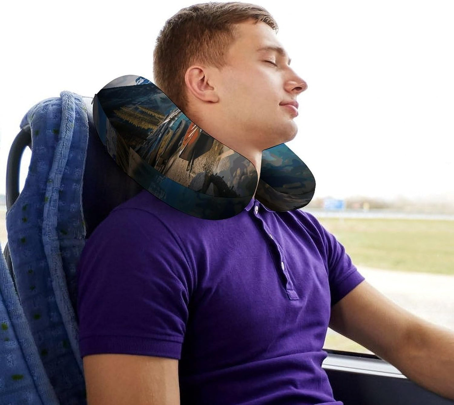 Moraine Lake Canoes Neck Pillow Memory Foam U Shaped Pillows Portable Pillows for Shoulder Travel Head Support Pillow with Concealed Zipper for Airplane Car Home Office