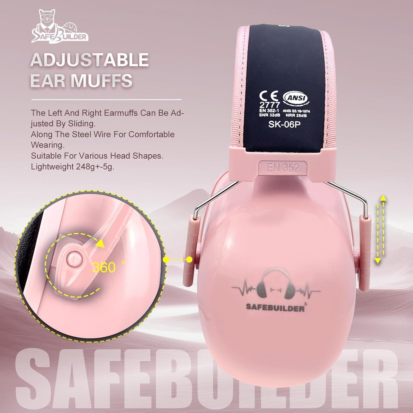 Ear Protection Ear muffs Noise Reduction NRR 28dB Adjustable Hearing Protection for Working Mowing SK-06P