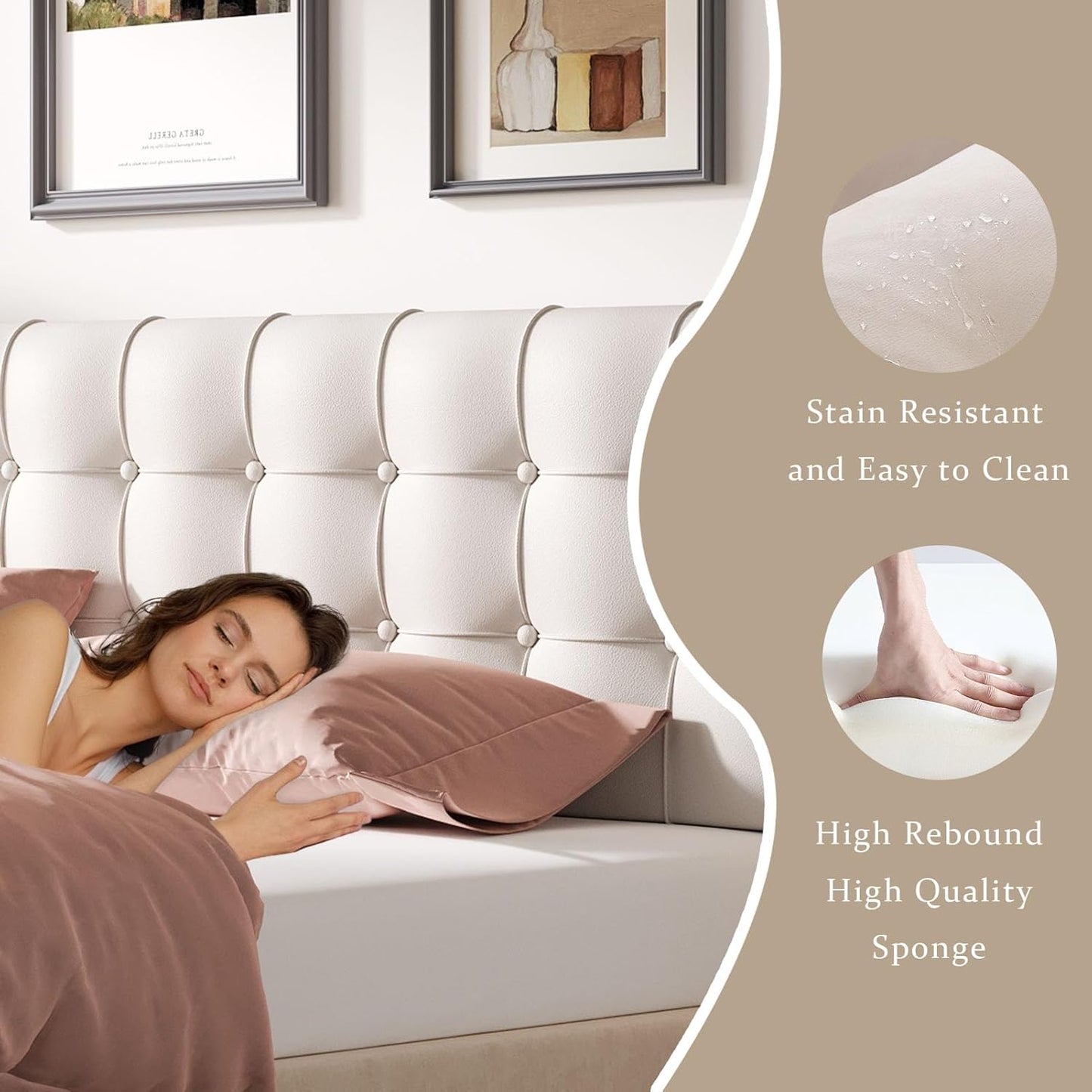 White Headboard Cushion Wall Mounted Headboard Support Pillow Bed Full Wedge Pillow for Back Relief Sitting Up Reading Pillow Dorm Essentials Upholstered Cushion for College Dorm Bedroom Comfort