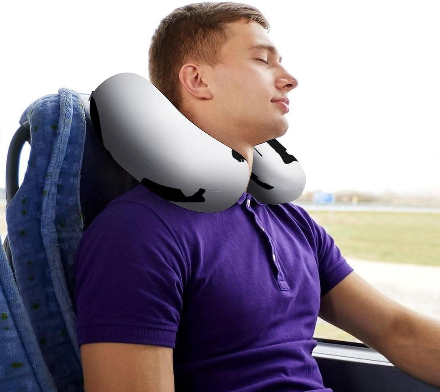 Karate Men Neck Pillow Memory Foam U Shaped Pillows Portable Pillows for Shoulder Travel Head Support Pillow with Concealed Zipper for Airplane Car Home Office