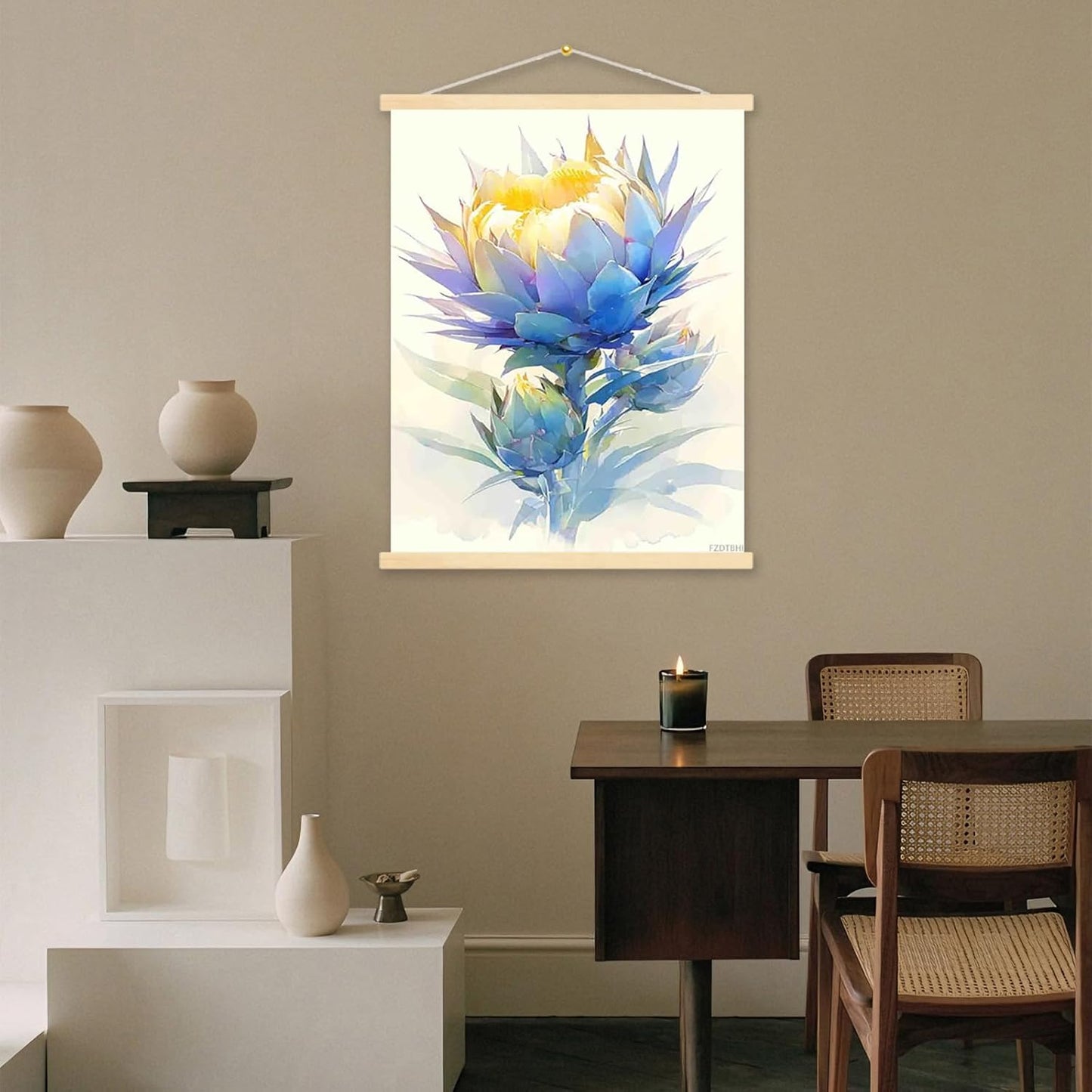 FZDTBHI Artichoke Art Watercolors Painting, Country Kitchen Decor, Canvas Art Wall Decor, Canvas Wall Art for Home, Room, Game Room, Reading Room Wall Decor 12x16inch Canvas Print with Frame