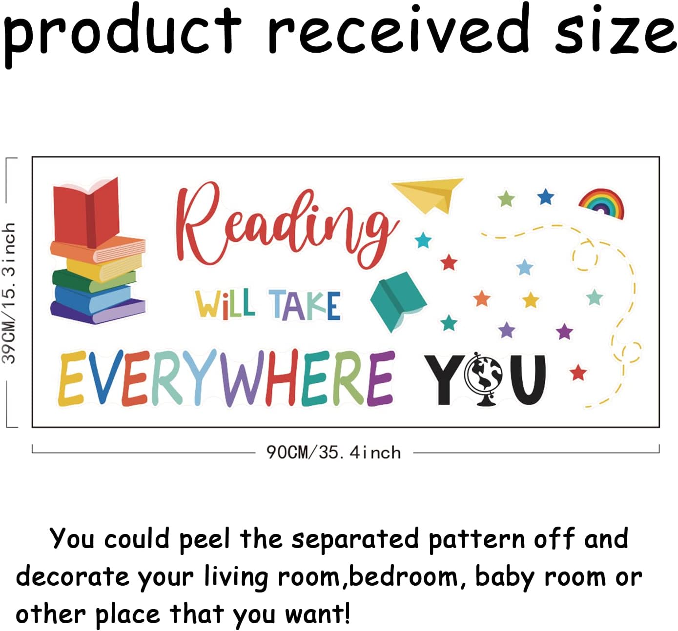 SUPERDANT Reading Wall Sticker Inspirational Learning Wall Decal Peel and Stick Books Classroom Vinyl Art Decals Read Corner Decor for Nursery Library Kids Room Study Room Decoration Back to School