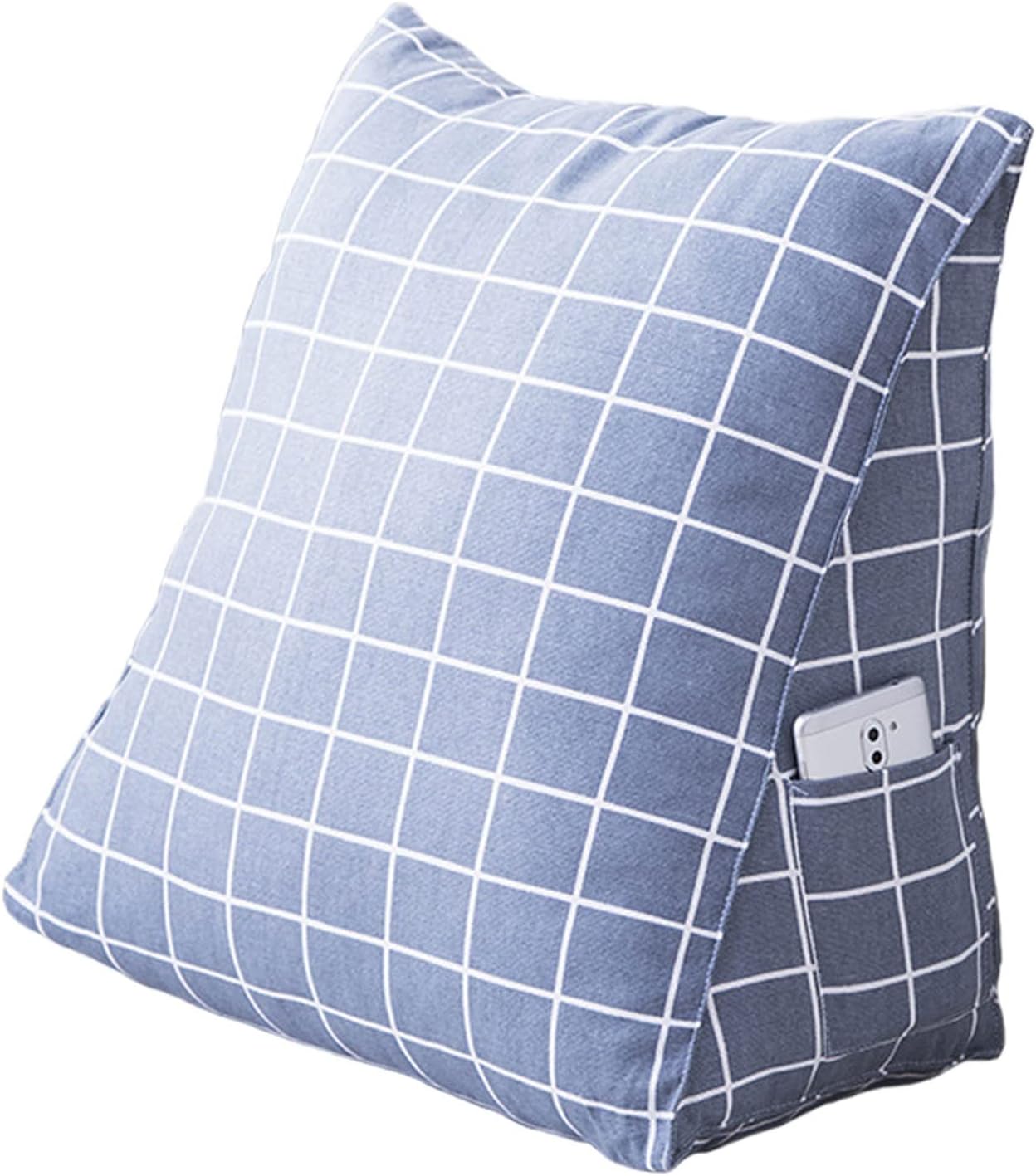 Reading Pillow Bed Wedge Large Adult Backrest Lounge Cushion Lumbar Support Pillow for Office Chair Couch Triangular Cushion Pillow Cover Machine Washable (Color : 01, Size : 45x25x50 cm)
