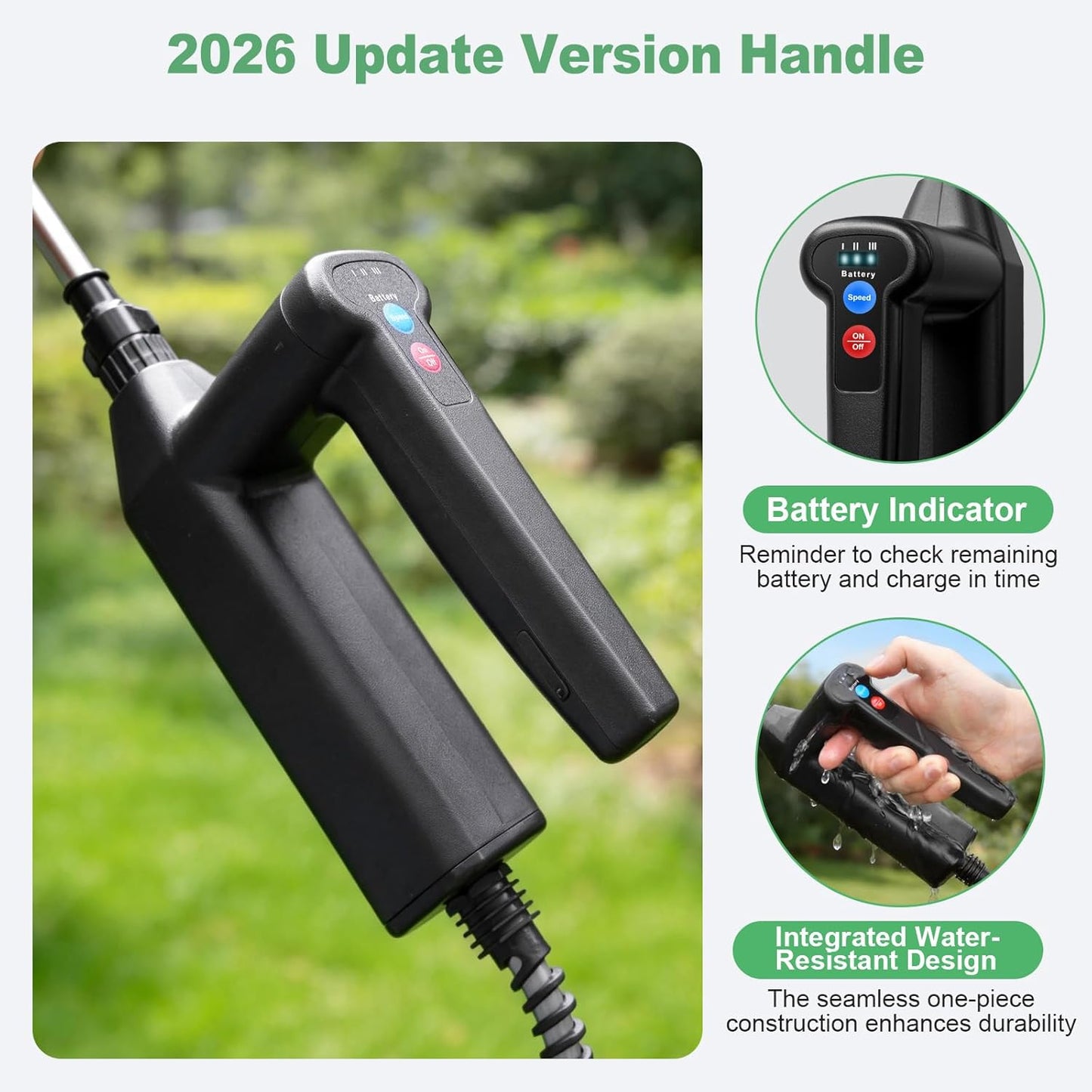 2 Gallon Battery Powered Sprayer, Electric Garden Sprayer with 3 Adjustable Pressures & Telescopic Wand, Rechargeable Weed Sprayer for Lawn, Yard & Pest Control, 4 Nozzles Included