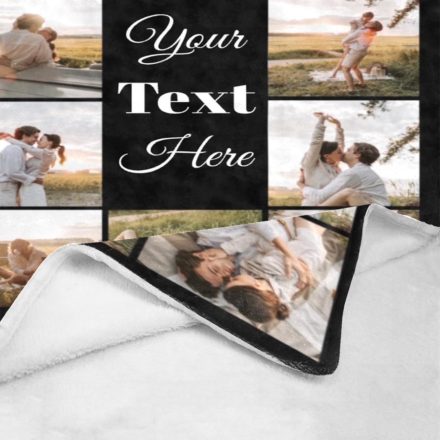 Custom Blanket with Picture Customized Blankets with Photos Personalized Gifts for Birthday Anniversary Christmas New Year, 10 Photos, 60x80 Inch(Minky Fleece)