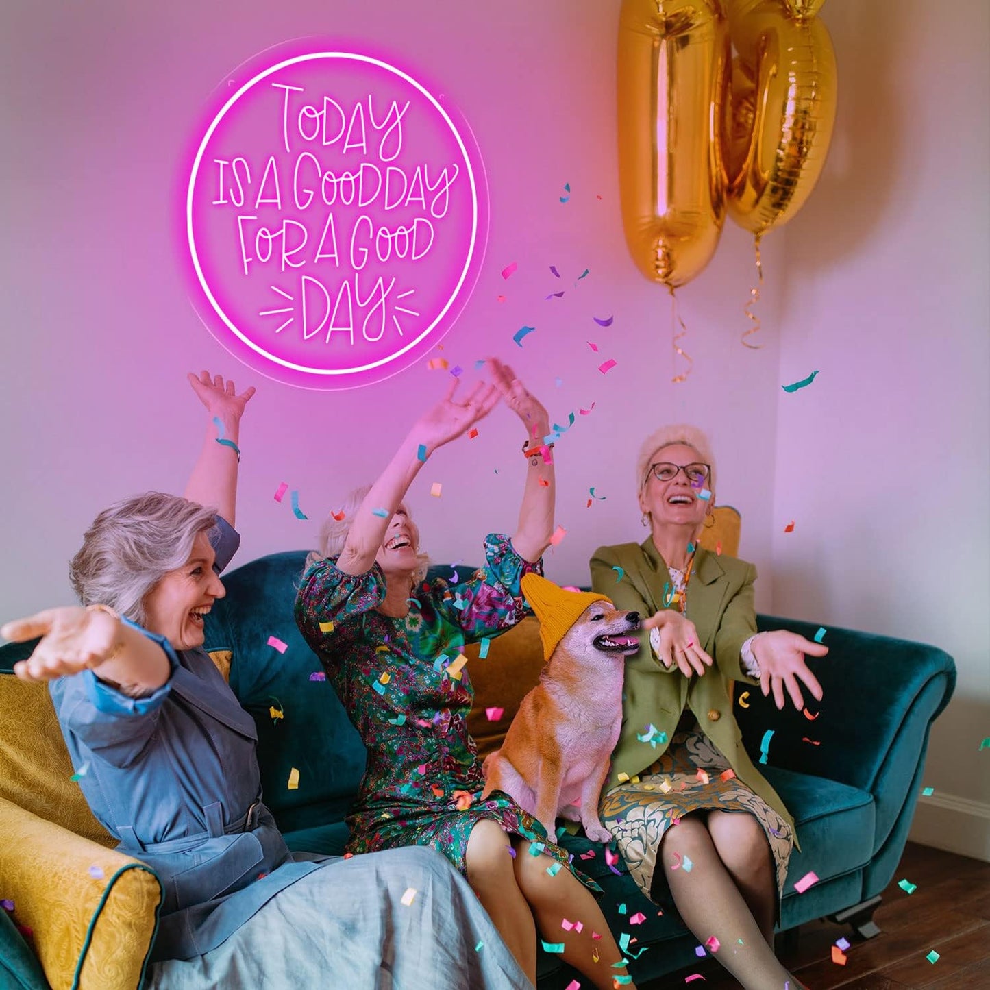 Neon Signs Today Is A Good Day for A Good Day LED Dimmable Neon Light Sign Neon Wall Decor Signs for Bachelorette Party Engagement Party First Birthday Favors Wedding Anniversary for Party Home Wall Wedding Decoration Art Gift （11.8*11.8inch）
