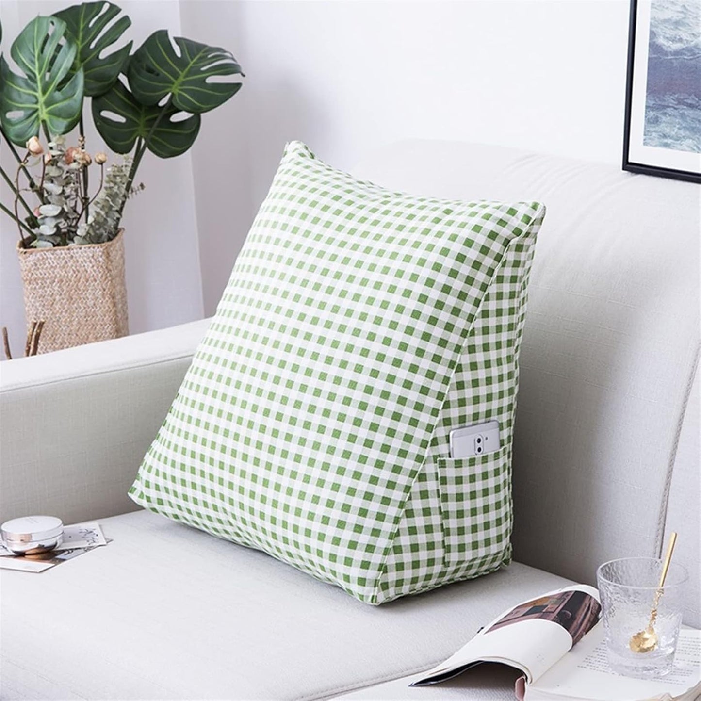 Sofa Back Cushion Lumbar Support Pillow for Office Chair Back Support Pillow for Car Reading Pillow Bed Wedge Backrest Lounge Cushion for Living Room Travel (Color : B, Size : 45 x 25 x 50 cm)