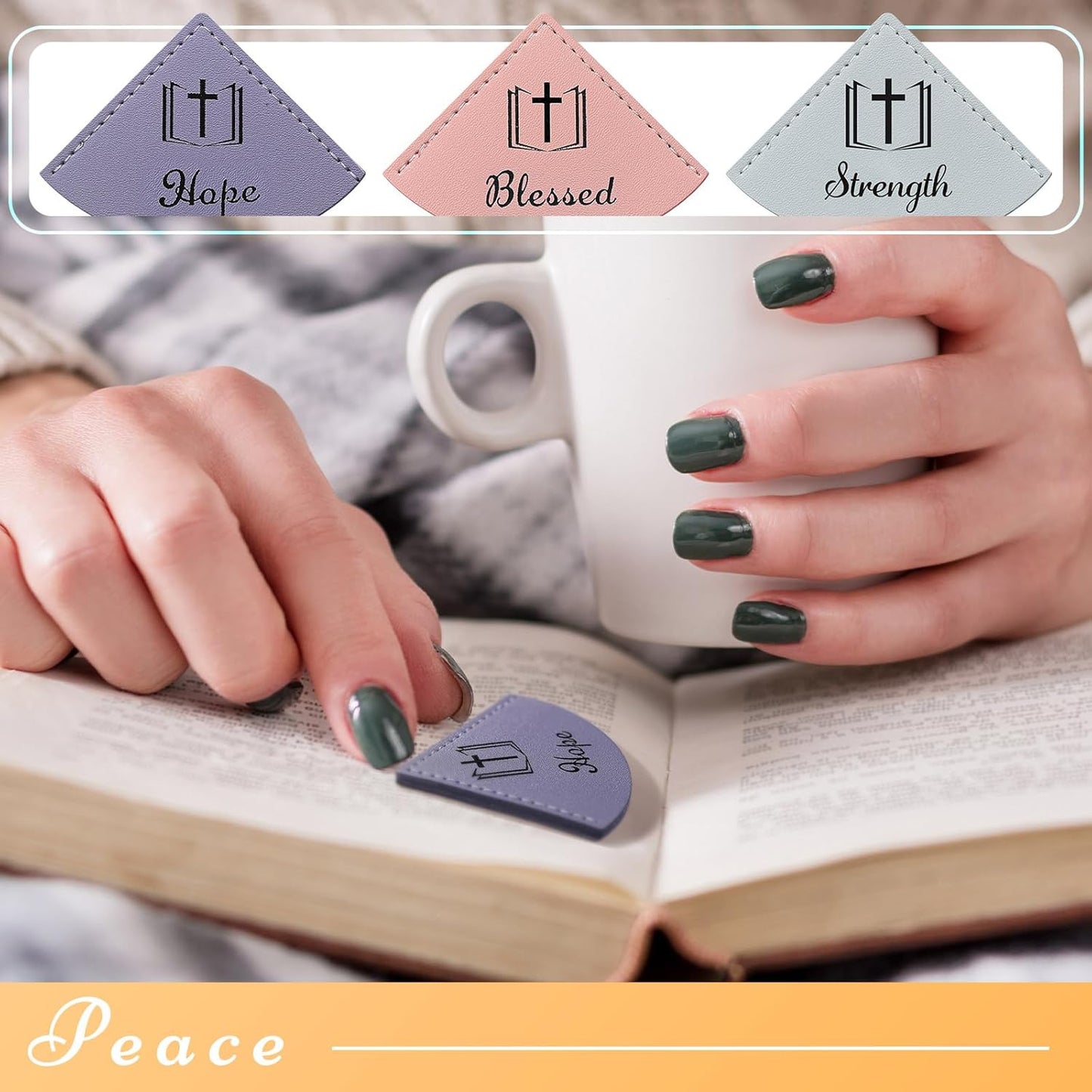 Skyygemm 10 Pcs Christian Leather Bookmarks Corner for Bible Page Corner Inspirational Bookmarks Religious Christian Gifts for Church Supplies Reading Rewards Giveaways(Pastel)