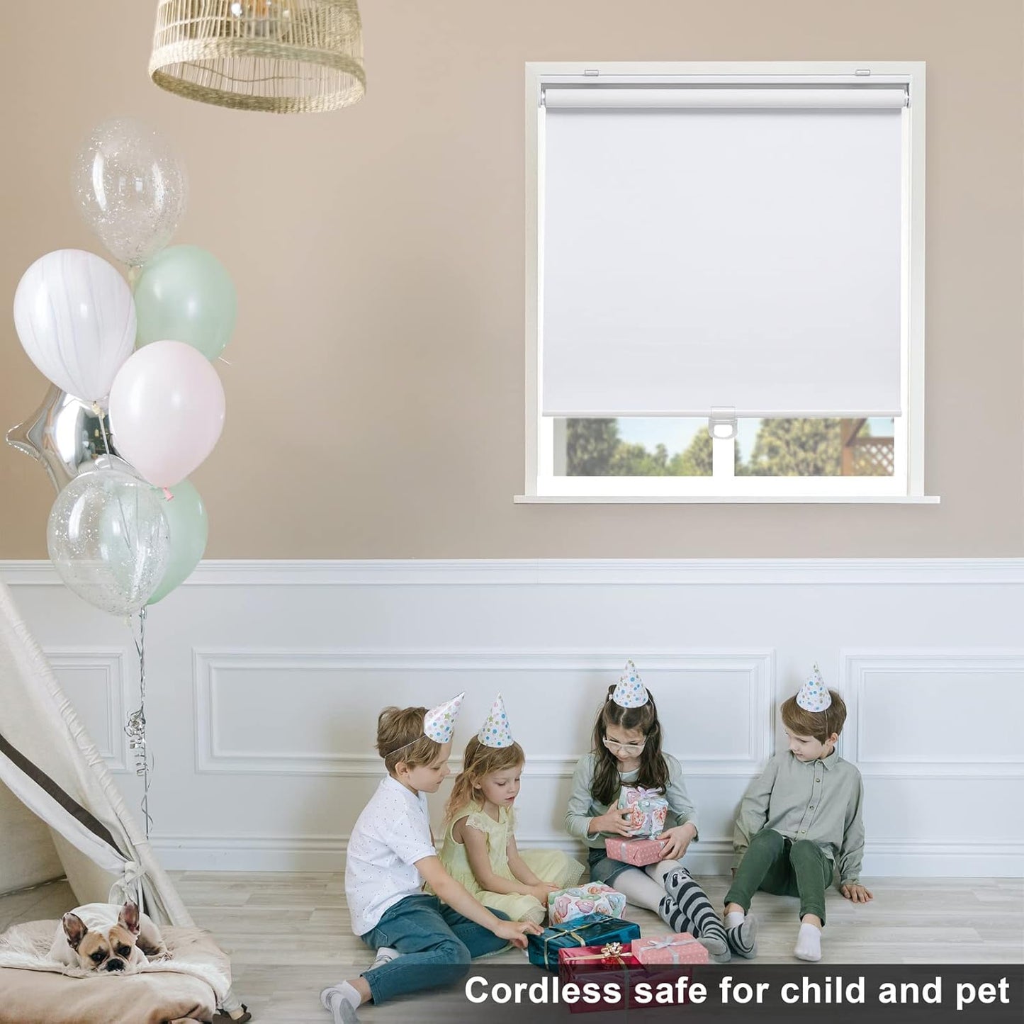 Blackout Roller Shades Blinds Cordless for Windows Pull Down Room Darkening Door Blinds with Thermal Insulated Easy to Install for Living Room,Bedroom,Home,Office,White 27.5" W x 72" H