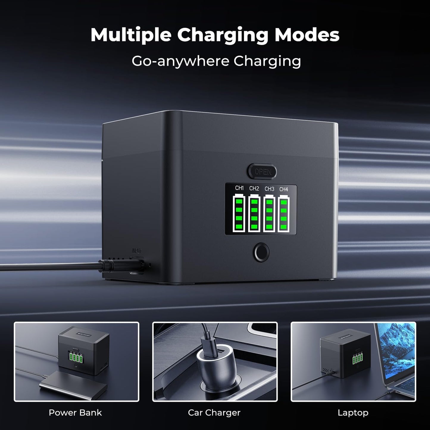 K&F CONCEPT 4-Slot Battery Charger for NP-FZ100 & LP-E6NH Batteries, 40W USB-C Fast Charger Compatible with Sony A7iii, A7iv, FX30, FX3, A6700, A6600, EOS R5 R6 R7 5D 6D 7D Mark II Cameras
