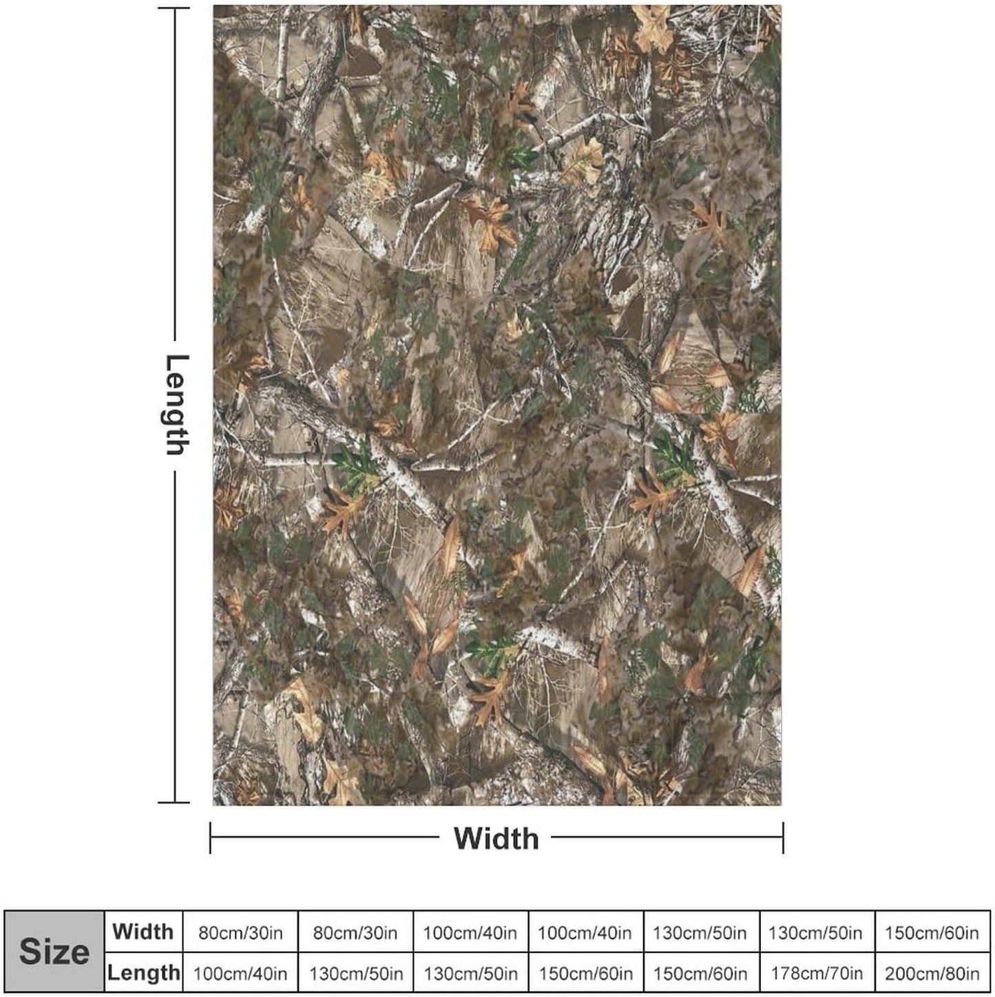 Oak Flannel Blankets, Green Forest Camouflage Design Throw Bed Blanket for Sofa Chair Bed 30"x40"