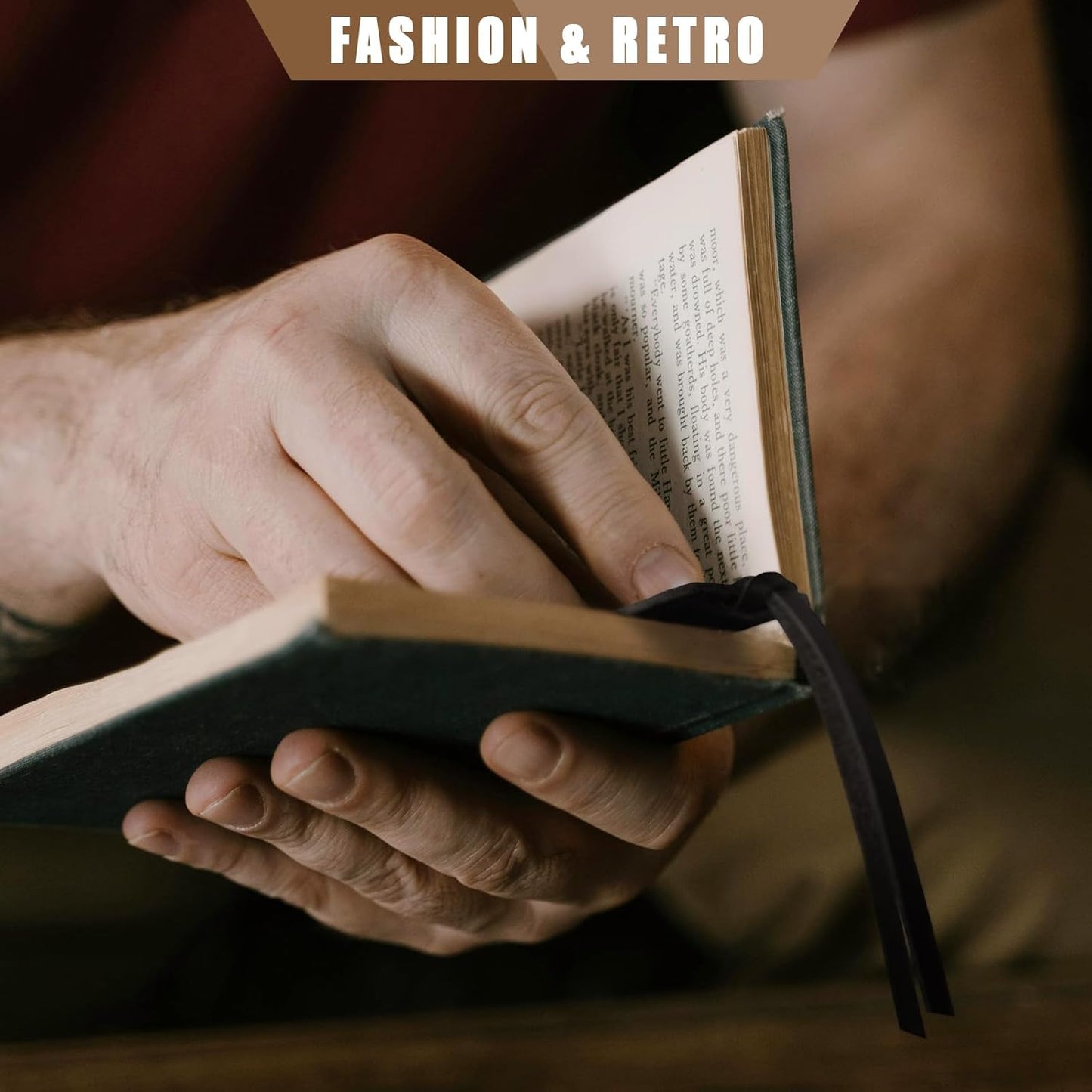 Jack&Chris Genuine Leather Bookmark, Thin Handmade Stitched Bookmarks for Women Men, Classic Style Book Accessories Gifts for Book Lovers Students Writers Readers Teens Adults, Black