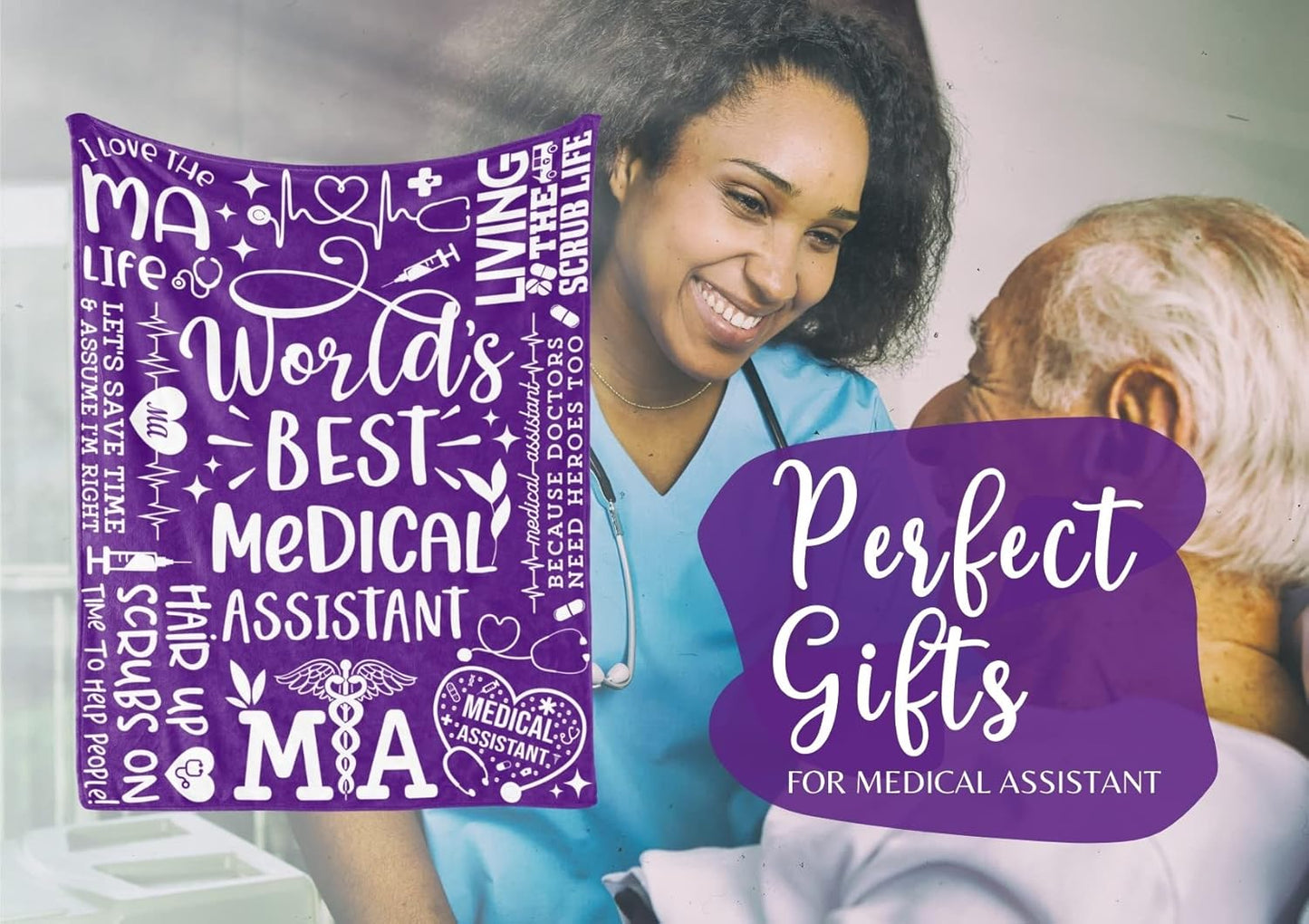 InnoBeta Medical Assistant Gifts for Women, Throw Blanket, Presents for Mother's Day, Medical Assistant Week, Christmas, Birthday - 50 x 65 inches