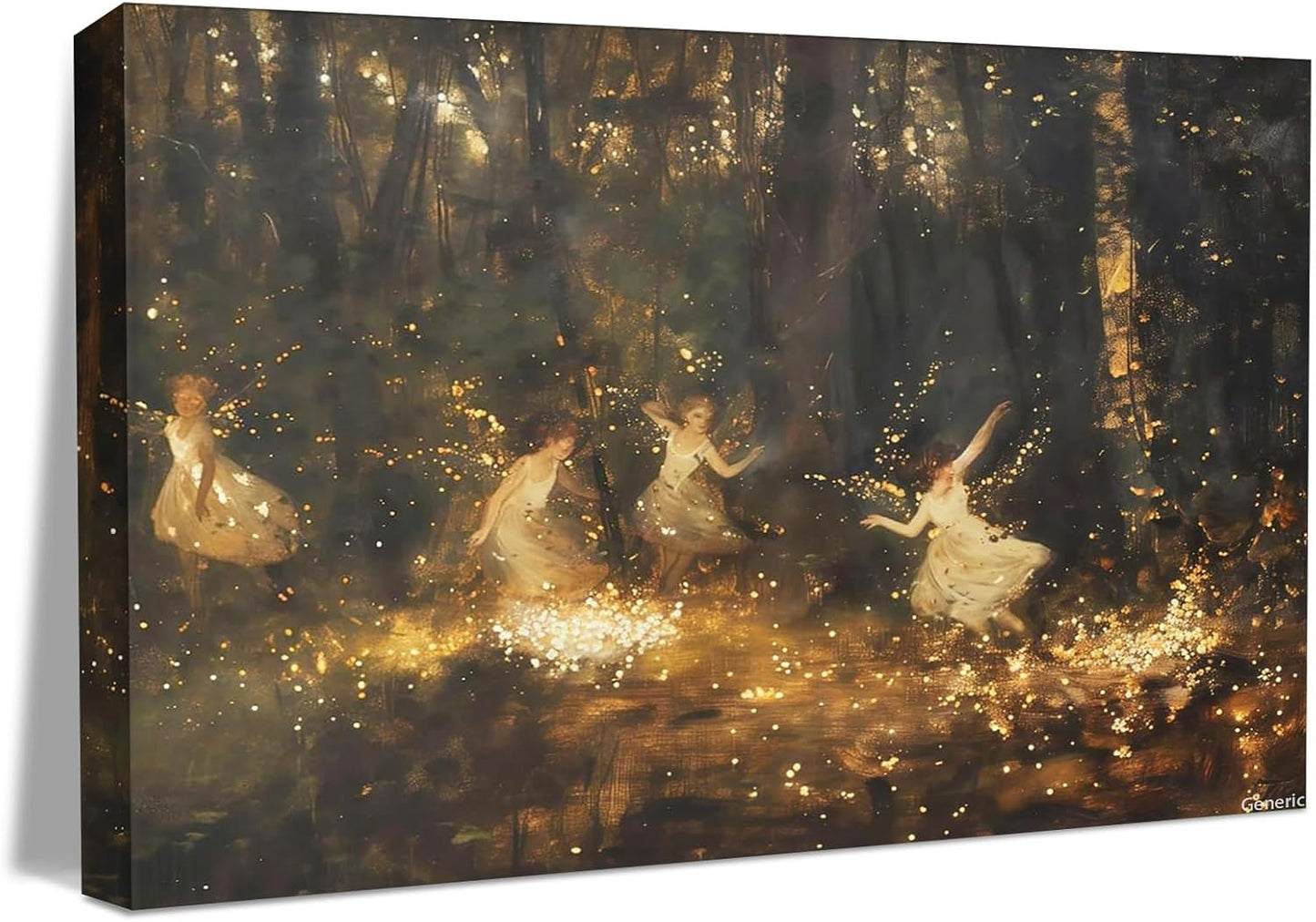 Fairies Vintage Wall Art, Fae Witchy Moody Wall Art, Dark Rustic Style Wall Decor, Whimsical Aesthetic Room Decor Ready to Hang Framed, 8X10inch