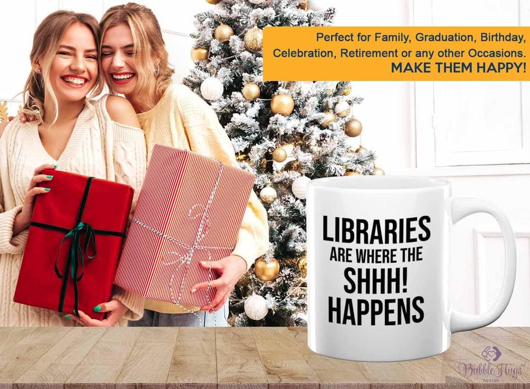 Book Lover Coffee Mug 11oz White - shhhh! happens - Birthday Gifts for Readers Gifts for Book Lovers Girls Book Club
