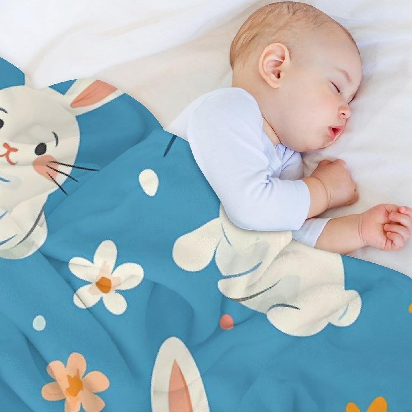 Easter Rabbits Throw Blanket for Couch Bed Plush Cozy Fuzzy Flannel Blanket for All Season 55"x70"
