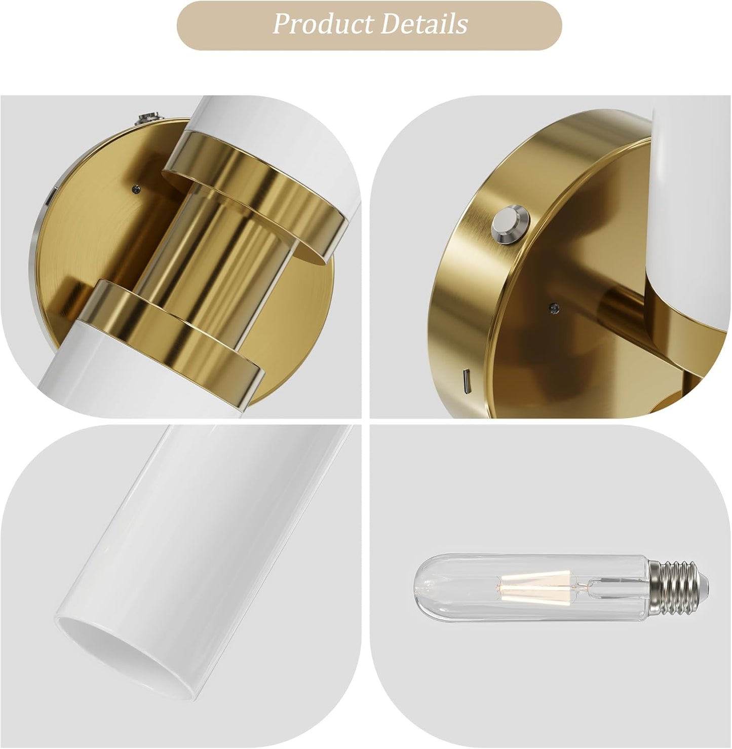 Rechargeable Battery Operated Wall Sconce Set of 2, 8000mAh Cordless Wall Lights with Dimmable, Timer Function, 3000K Warm White, Easy Install for Living Room, Bedroom, Gold Finish, Bulbs Included