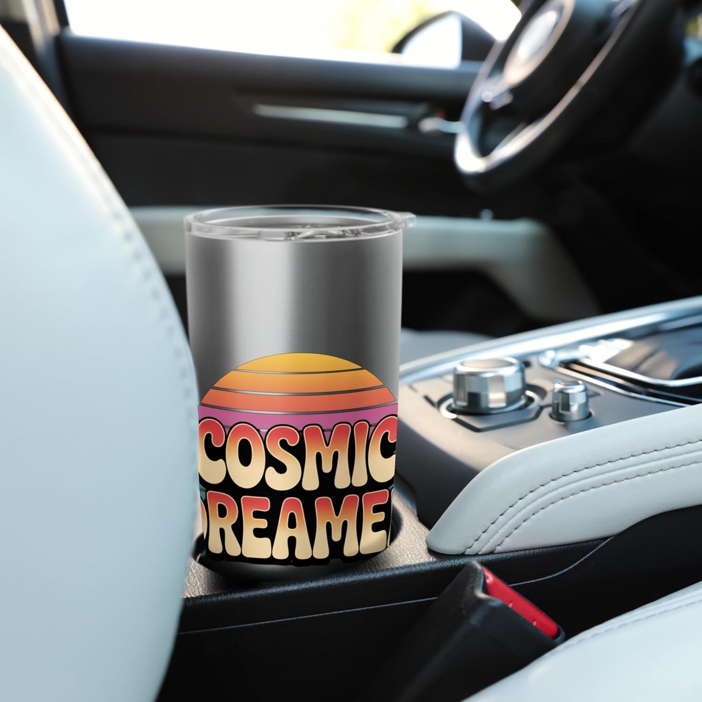 Cosmic Dreamer Retro Sunset Logo Vintage Style Stainless Steel Insulated Tumbler