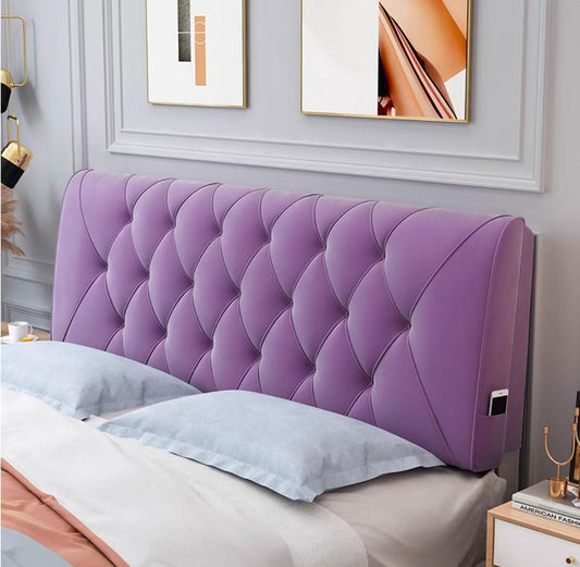 Large Day Bed Pillow Wall Pillow Bedside Cushion Bed Rest Reading Pillows Bolster Lumbar Support Backrest with Removable Headboard Cover(Size:90cm/35.4in,Color:Purple1)