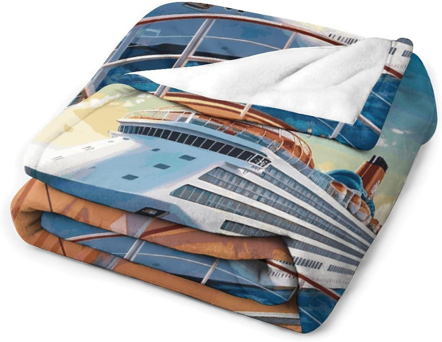 Summer Sea Cruise Blanket Super Soft Lightweight Throw Blanket Cute Cozy Warm Bed Blanket Decorative Fuzzy Blanket All-Season Home Decor Gift for Sofa Couch Living Room 40"*50" （100 * 130cm）