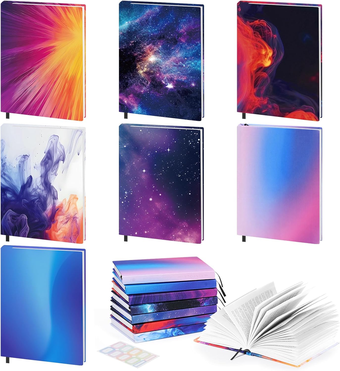 Moko Stretchable Book Cover, Reusable Jumbo Cover Protector for Textbook Hardcover Books 9 x 11 in, Fabric Book Sox, Back to School Supplies, 7 PCS