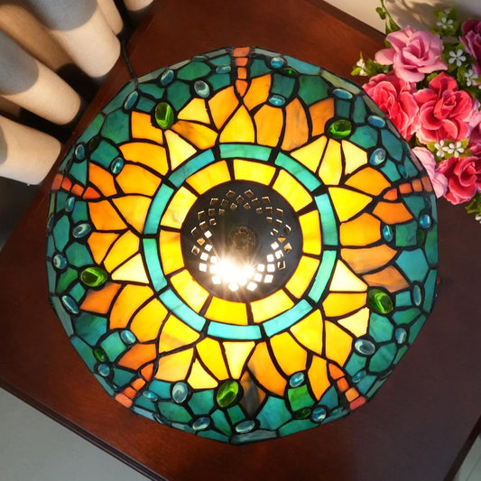 Tiffany Lamp Green Dragonfly Style Stained Glass Lamps Teal Bedroom Bedside Table Lamp for Dorm Office Art Craft Antique Decor Accent Aesthetic Nightstand Retro Metal Reading Lamps 12 inch