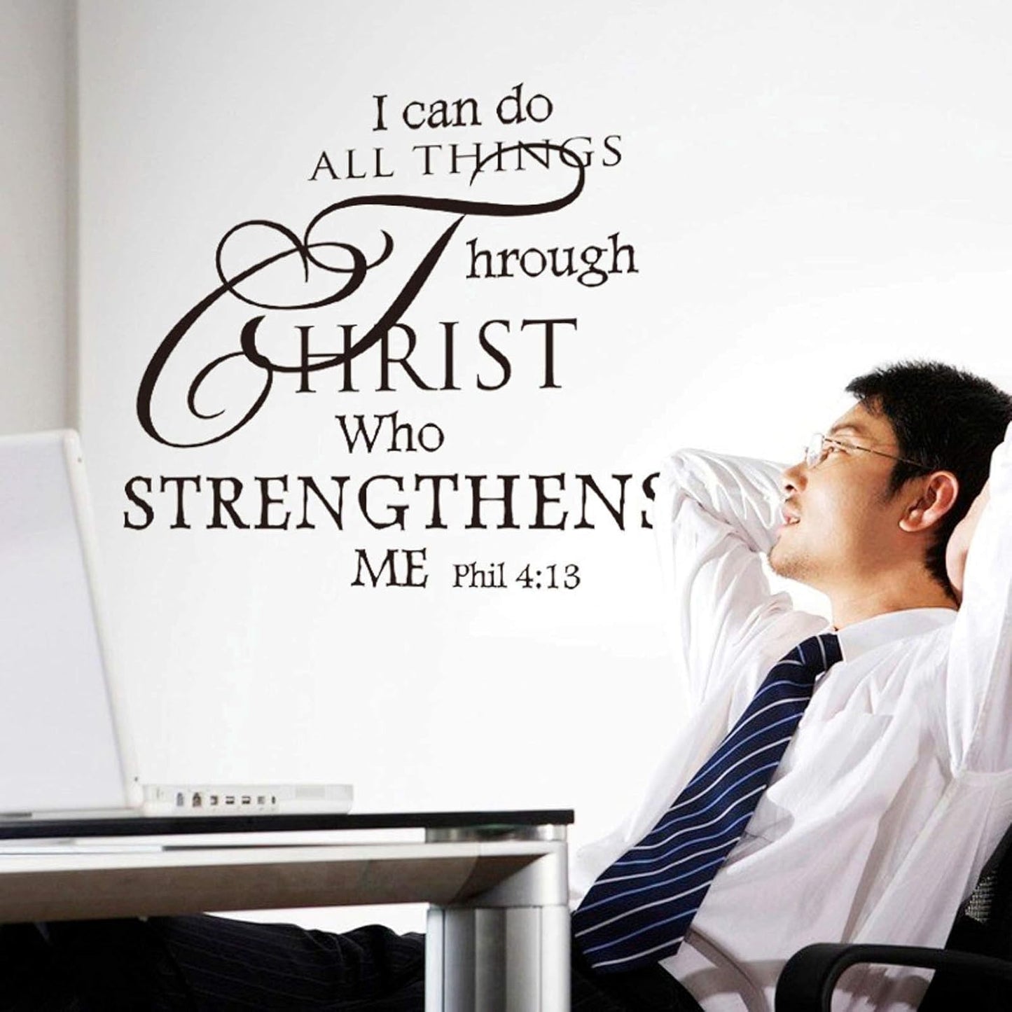 Inspirational Wall Decor Quotes Stickers–I Can Do All Things Through Christ Who Strengthens Me– Decor for Living Room Bedroom Classroom Playroom Nursery Room Wall Decals Decorations