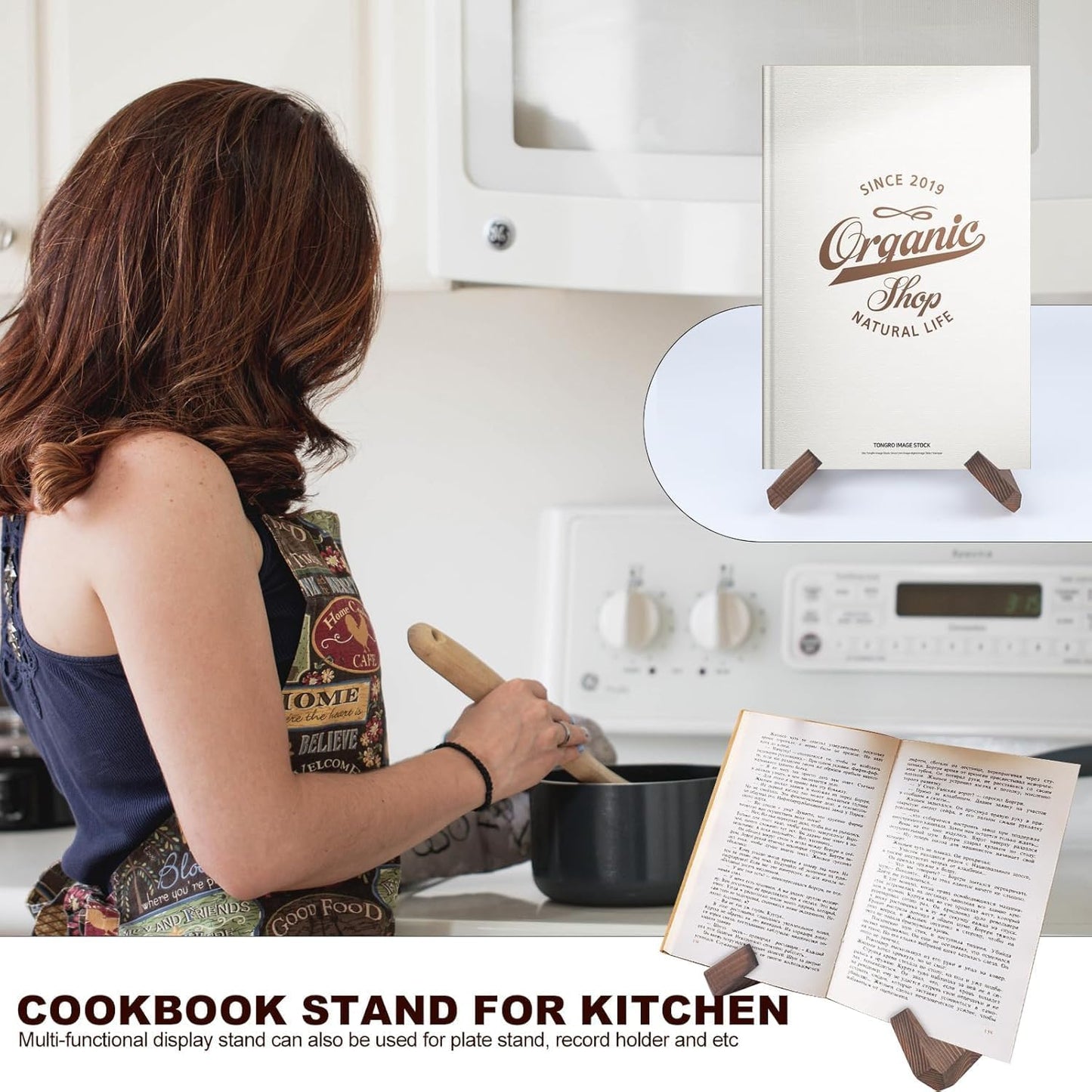 RUGLAMZHIP Wooden Plate Stand for Display, Wood Plate Display Stands, Plate Holder Display Stand, Picture Frame Stand Holder, Wood Recipe Cookbook Stand Easels for Display Pictures Photo （6.5 Inch ）