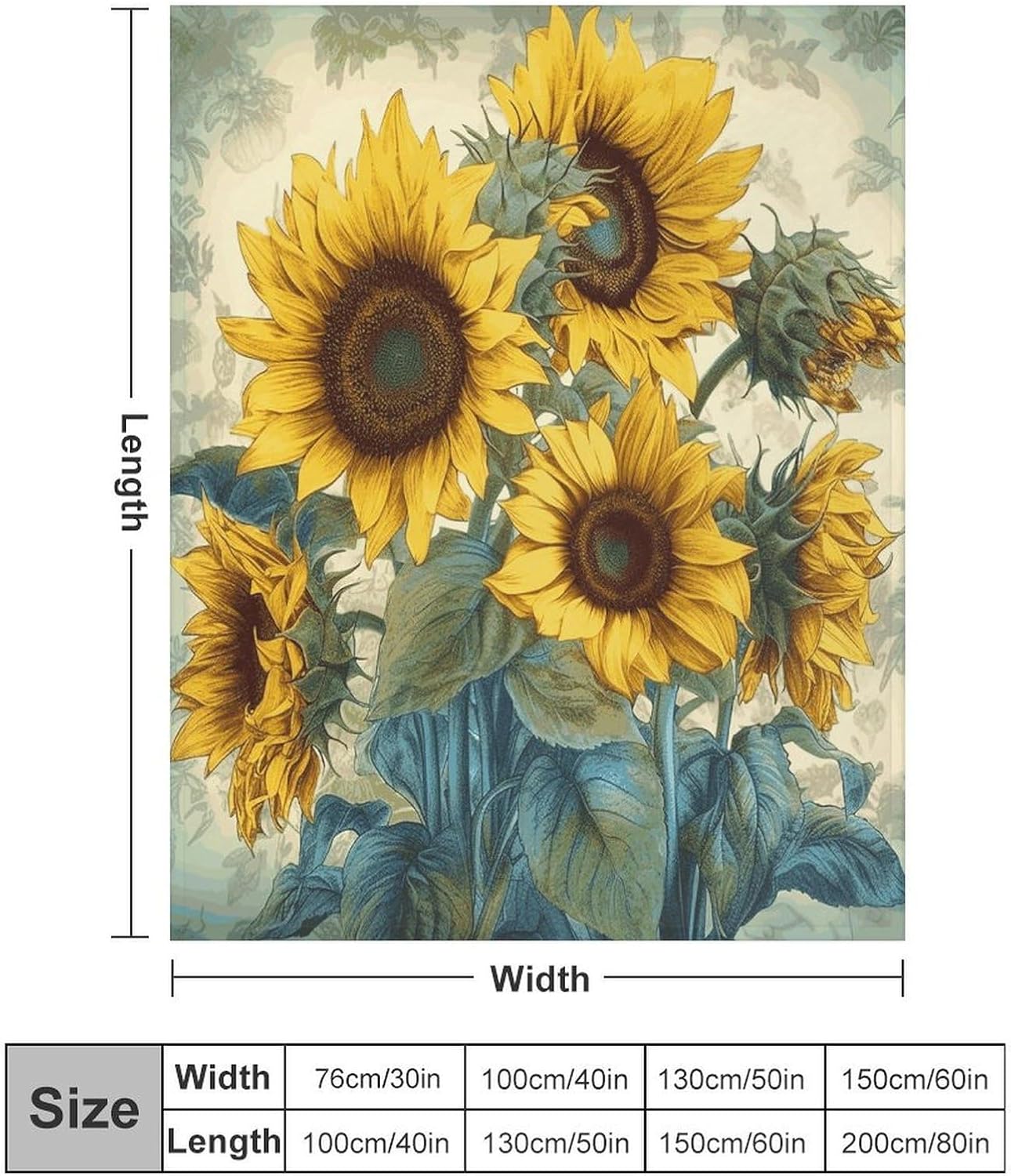 Sunflower Print Throw Blanket for Couch Super Soft Warm Lightweight Throw Blankets Cozy Flannel Bed Blanket Cute Decorative Blankets for All Seasons Home Decor Gift 60"*80"（150 * 200cm）
