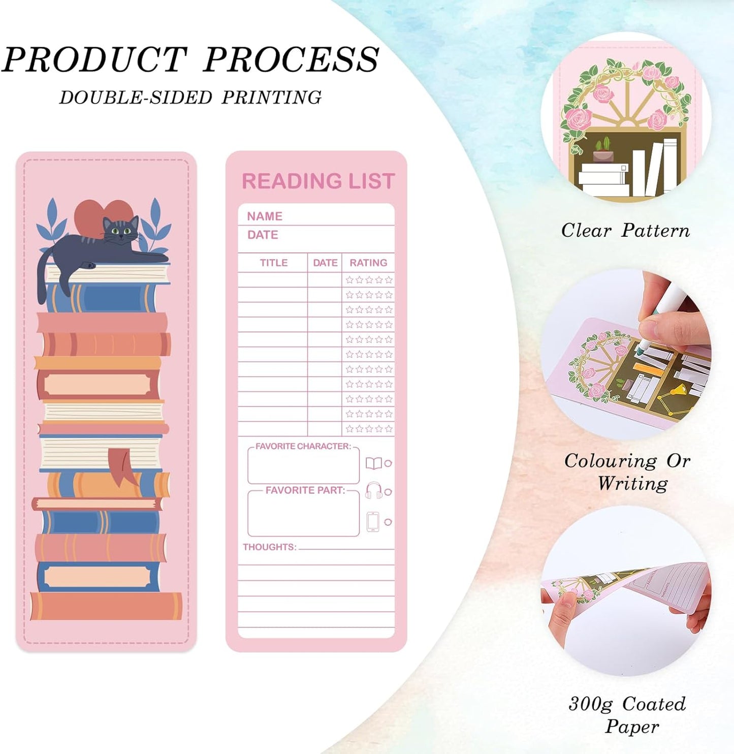 120Pcs Reading List Bookmarks, 2.56 x 7.09in Book Tracker Bookmark, Double-Sided Bookshelf Book Marks Bulk, Back-to-School Supplies, Gifts for Book Lovers, Women, Students, Teachers