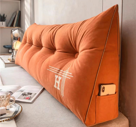 Wedge Headboard Pillow Triangular Reading Pillow Recliner Backrest Cushion Wedge Headboard Cushion Waist Positioning Upholstery Backrest Pillow(Size:80x50x20cm,Color:Orange)