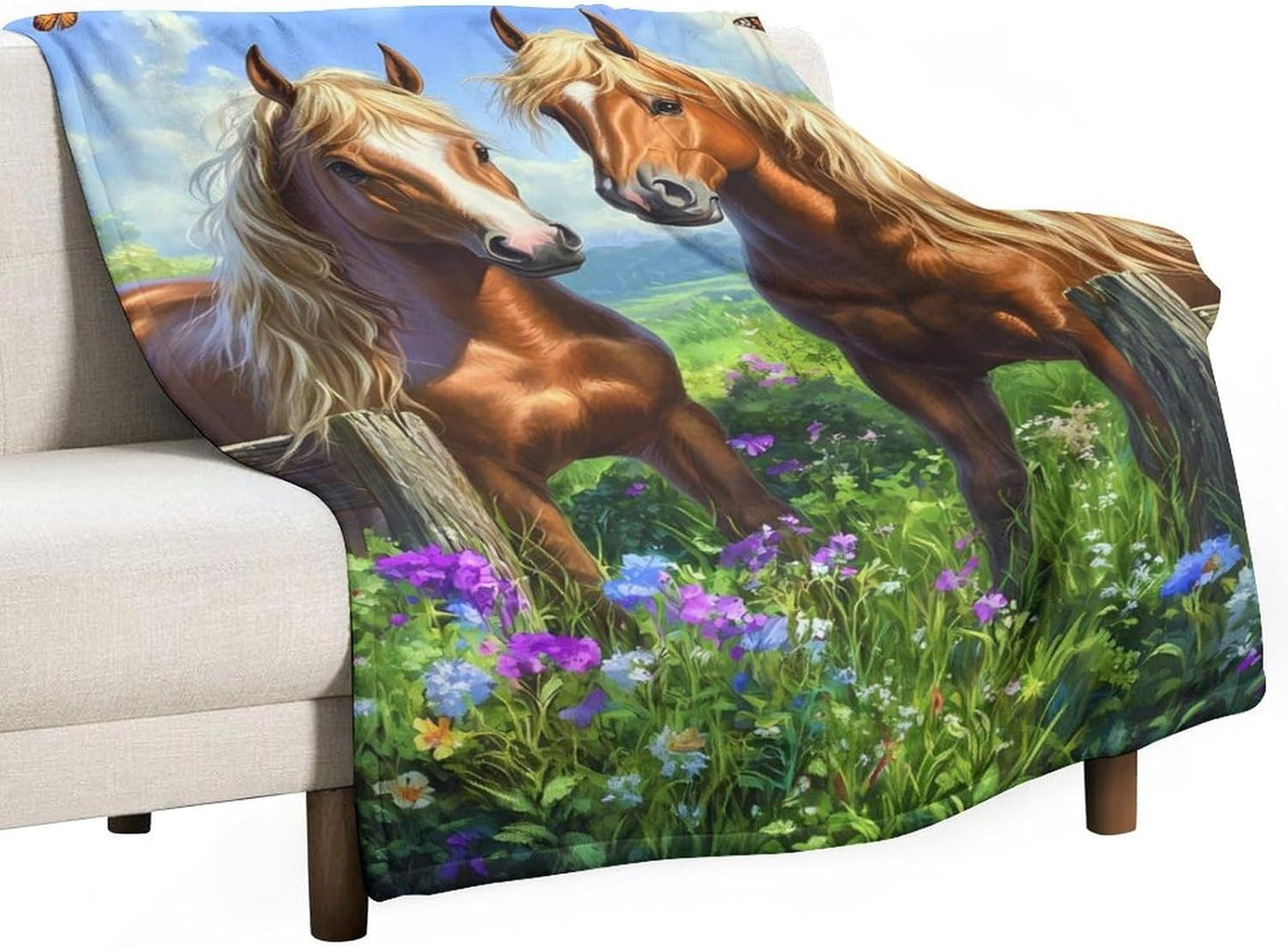 Horse (1) Throw Blanket for Couch Bed Plush Cozy Fuzzy Flannel Blanket for All Season 40"x60"
