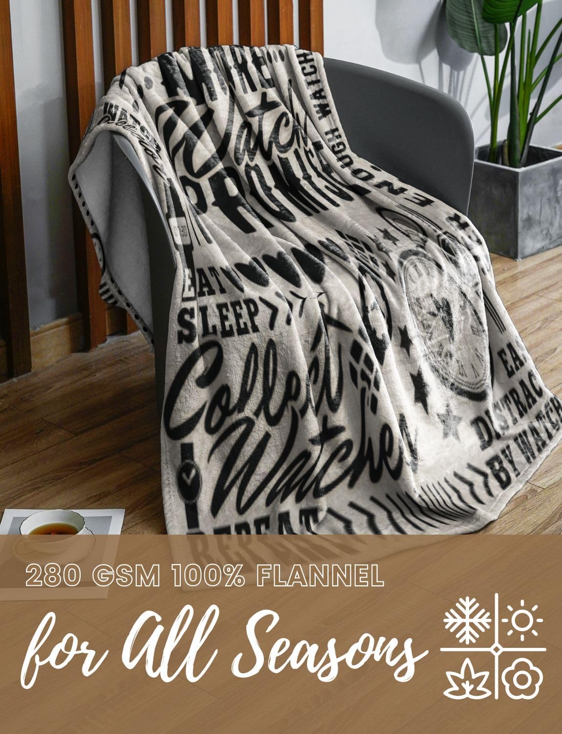 Watches Collector Gifts, Flannel Blankets Throws for Watch Collectors, Watch Lovers, Perfect for Birthday Christmas Thanksgiving, 50" x 65"