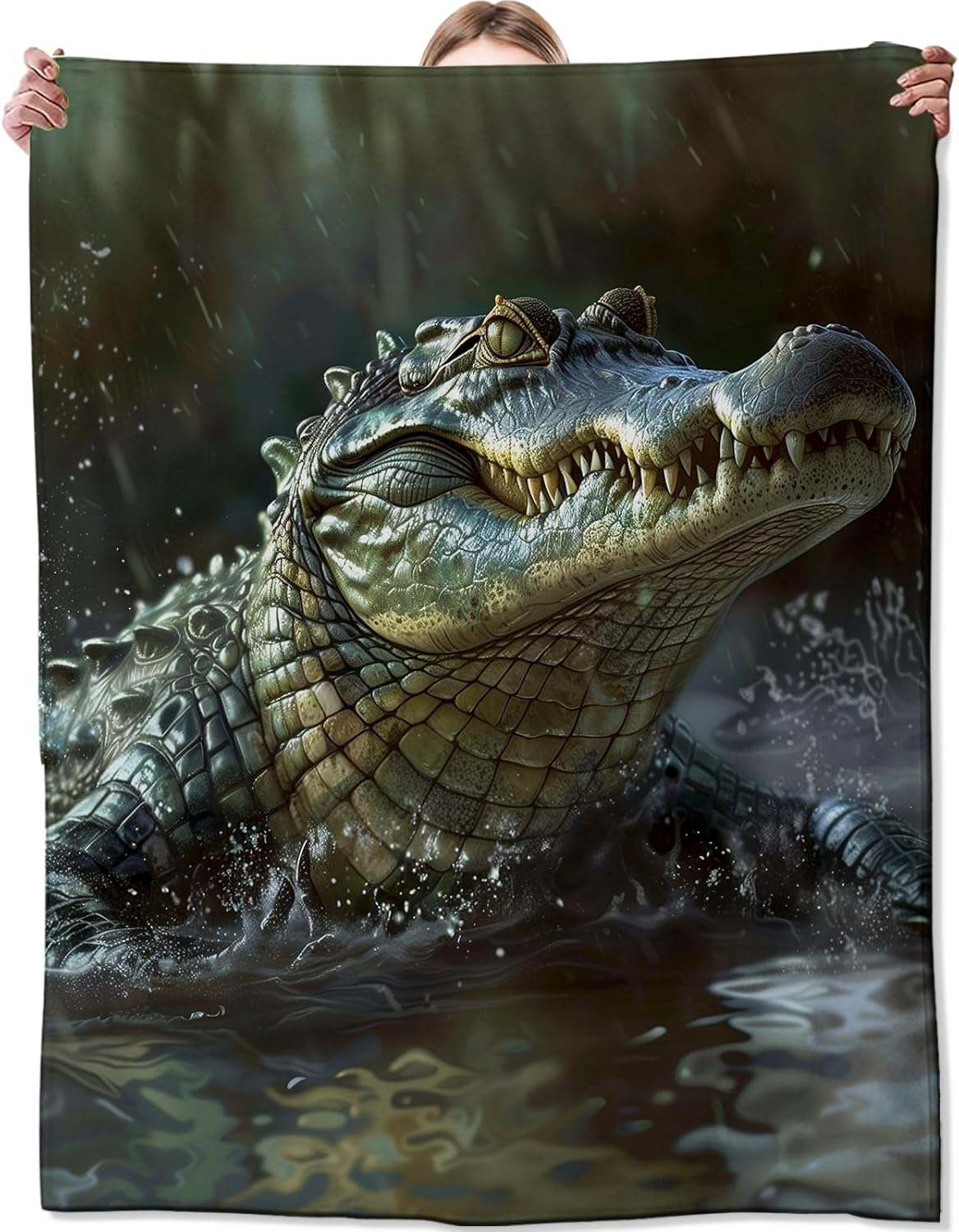 Alligator Blanket for Couch,Bed,Sofa, Soft Cozy Alligator Throw Blanket for All Season Alligator Decor Alligator Gift, Flannel Plush Blanket Lightweight Comfy for Adult Kids 80”×60”