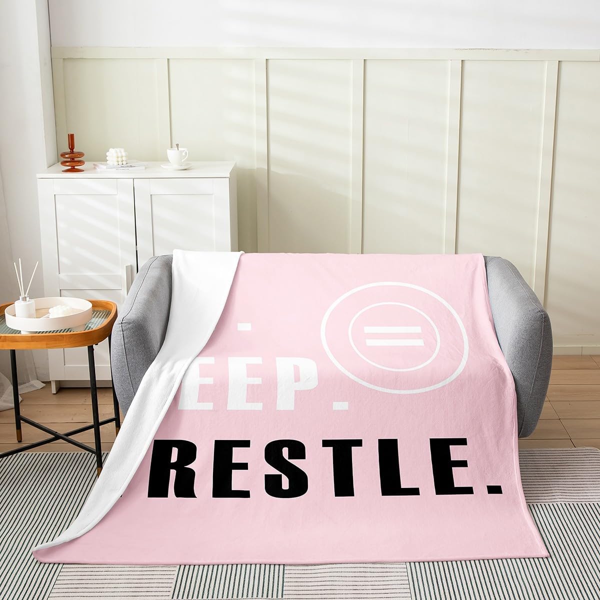 Feelyou Wrestling Sports Flannel Fleece Throw Blanket Wrestling Sports Theme Fuzzy Blanket Throw 50"x60" for Sofa Couch Pink Wrestle Rodeo All Season Bed Blanket Wrestle Themed Plush Blanket