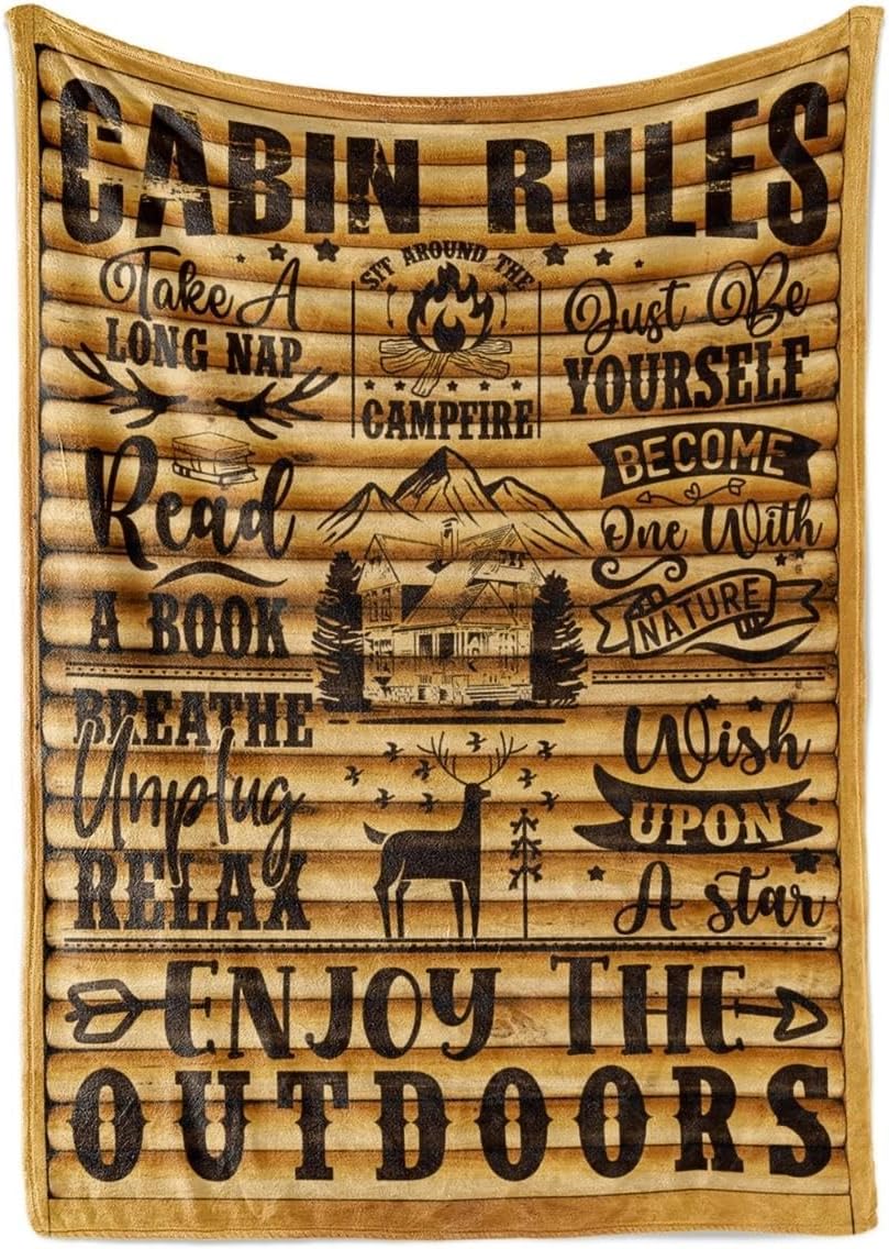Cabin Gifts Blanket, Lake House Flannel Throw Blanket for Men/Women, Funny Unique Birthday for Him/Her