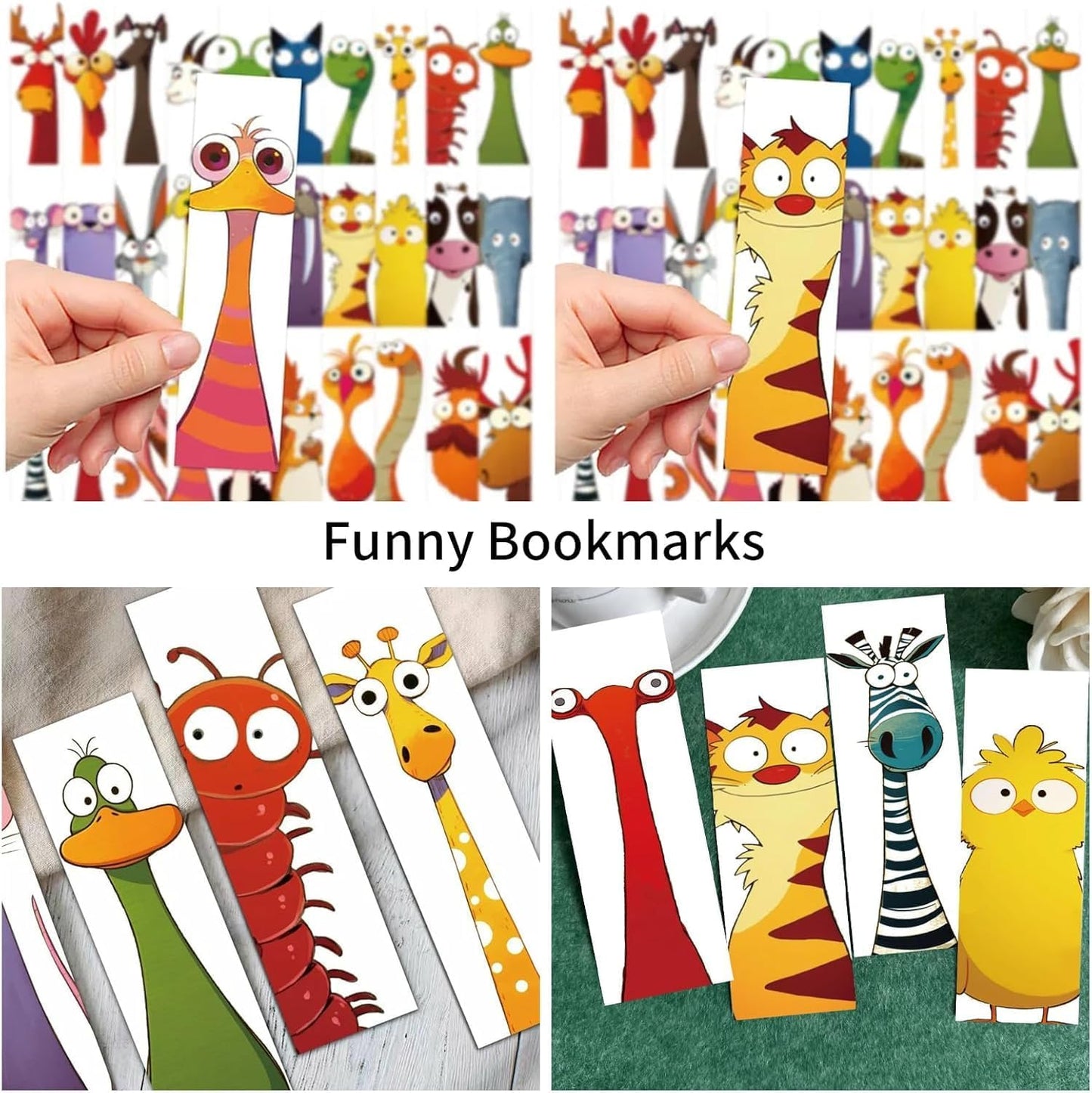 30PCS Funny Animal Bookmarks for Kids - Creative Cartoon Page Holders, Unique Gifts for Book Lovers, Students, Readers on Birthday/Easter/School Rewards/Library Reading